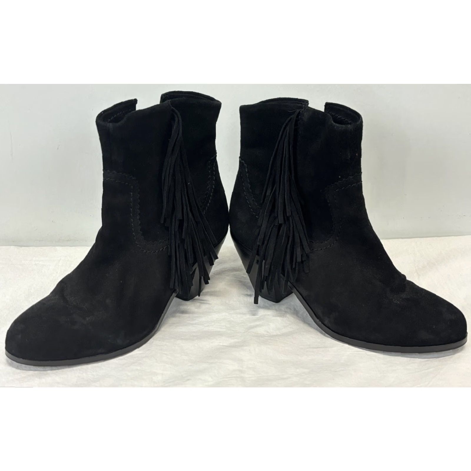 Sam Edelman SAM EDELMAN Louie Suede Boots Size 7 M Black Fringe Western Cowgirl Zip Womens Size US 7 / IT 37 - 2 Thumbnail