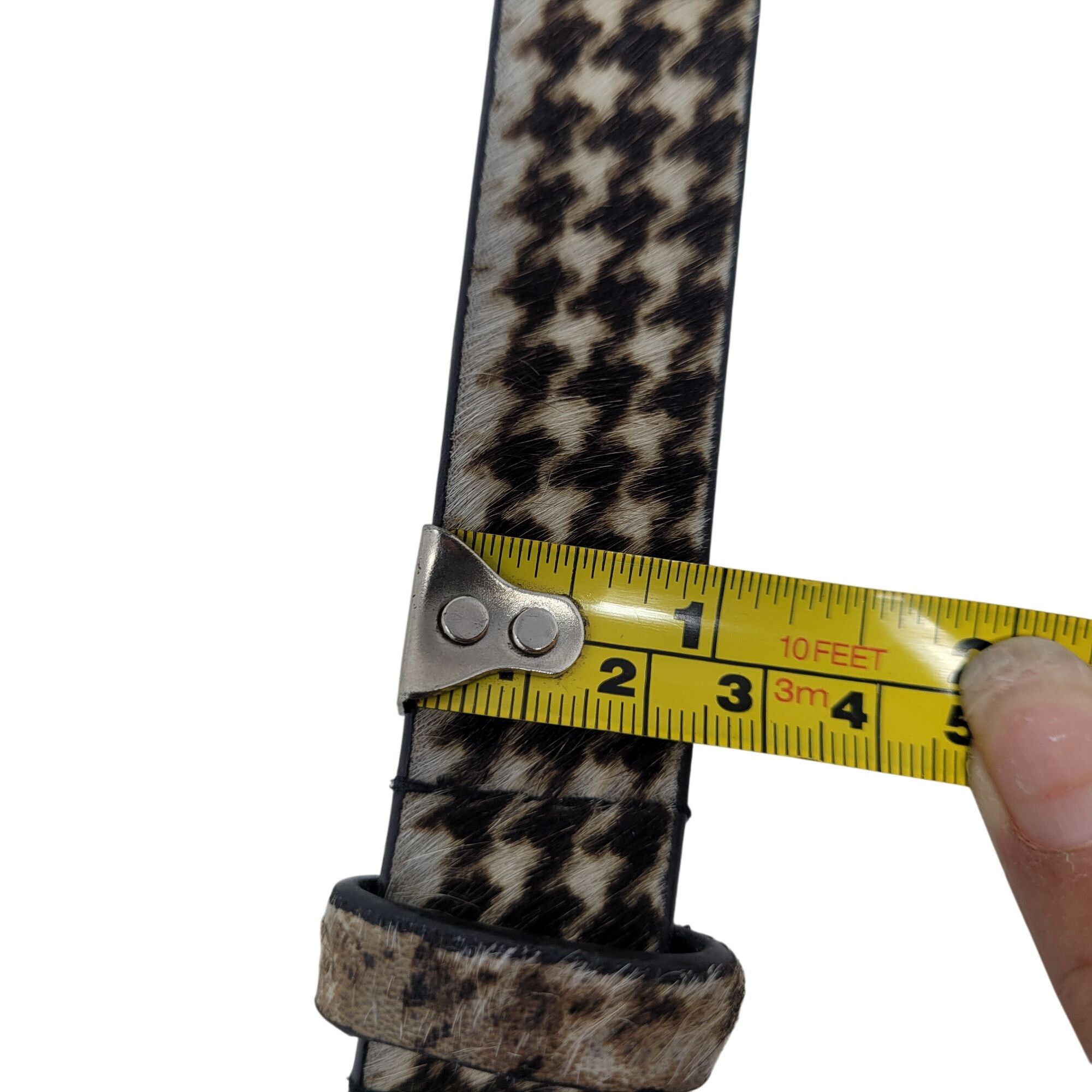 Nanette Lepore Nanette Lepore Houndstooth Gingham Genuine Leather Fur Belt Size ONE SIZE - 5 Thumbnail