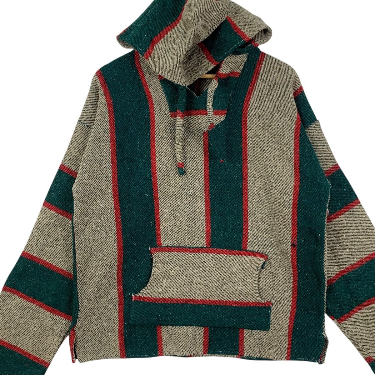 Vintage Vintage 80s MEXICAN BAJA PONCHO Rug Drug Woven Hoodie Size US L / EU 52-54 / 3 - 5 Thumbnail