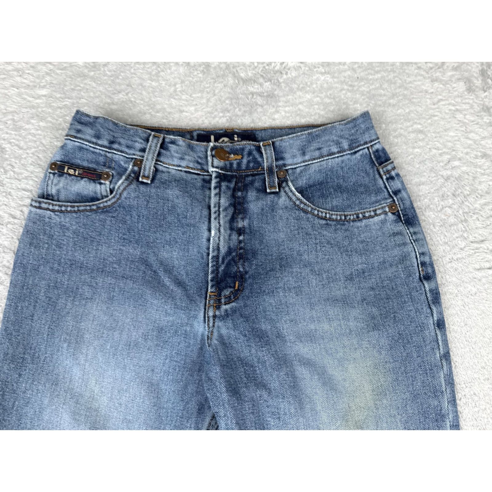 Vintage LEI Jeans Bootcut Juniors 5 Blue Medium Wash Mid Rise 5-Pocket Denim Size 27" / US 4 / IT 40 - 4 Thumbnail