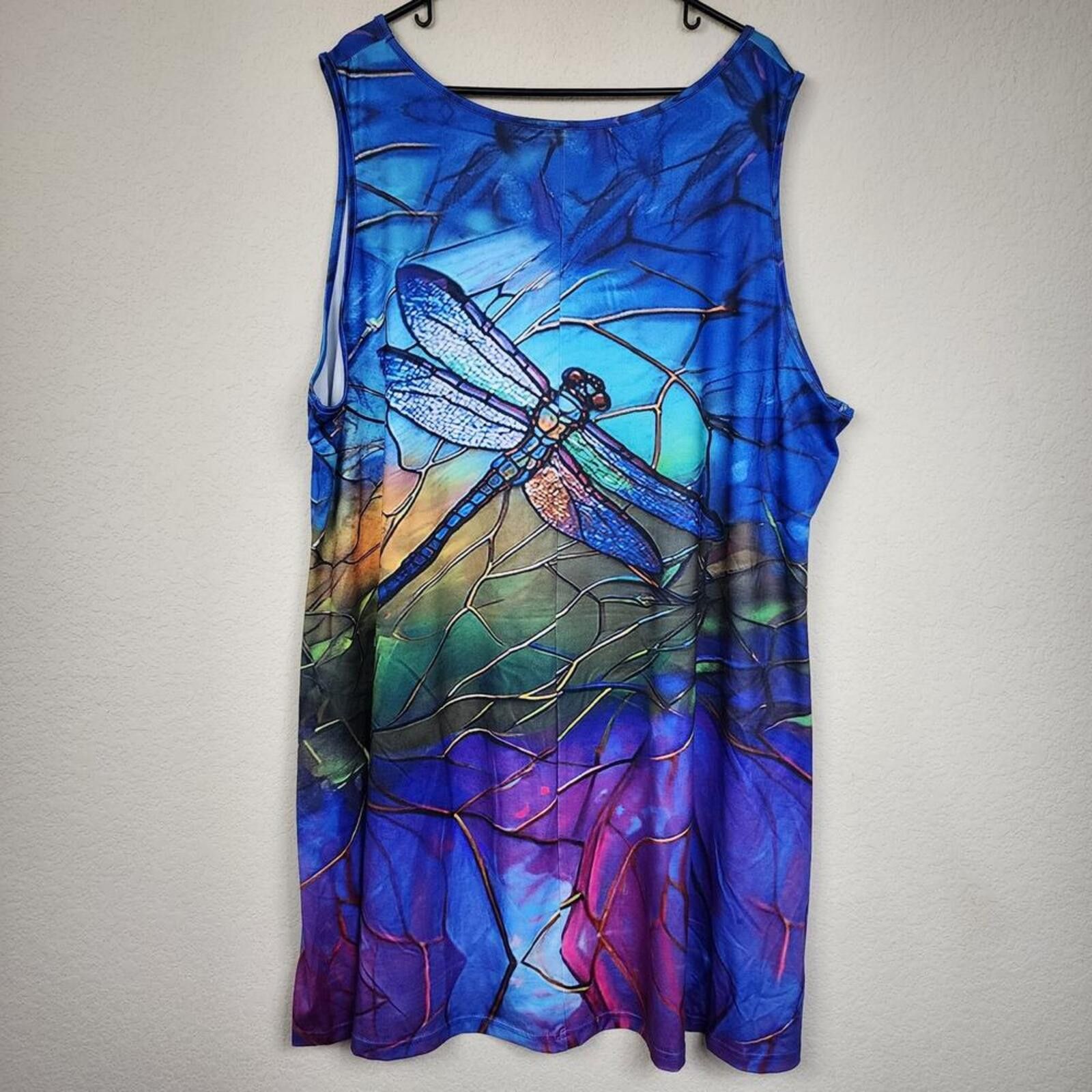 Other 6XL Dragonfly Multicolor Stretchy Tank Top Dress Size 4XL / US 24-26 - 2 Thumbnail