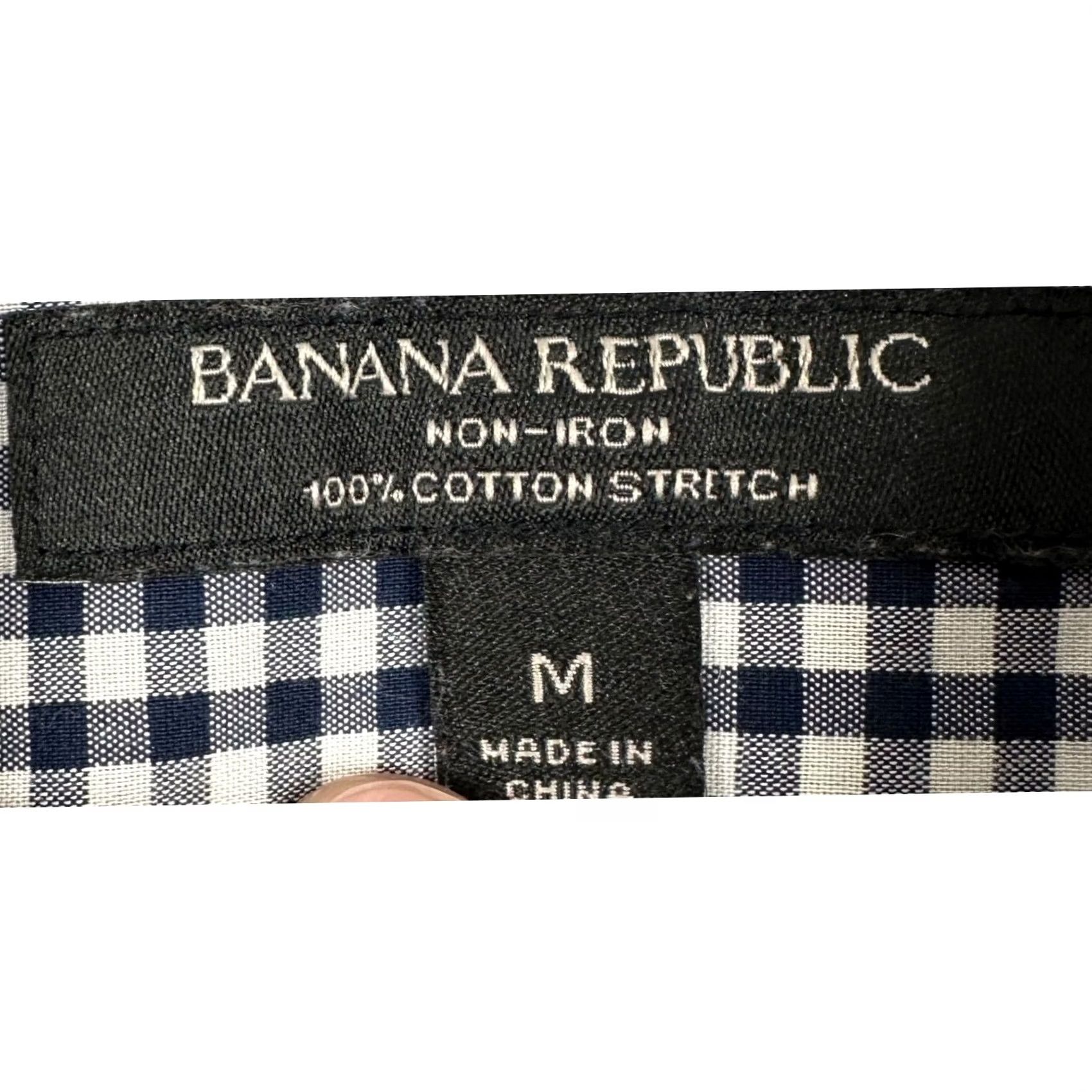 Banana Republic Banana Republic Shirt Button-Up Men Medium Blue White Check Cotton Stretch Grant Size US M / EU 48-50 / 2 - 4 Thumbnail