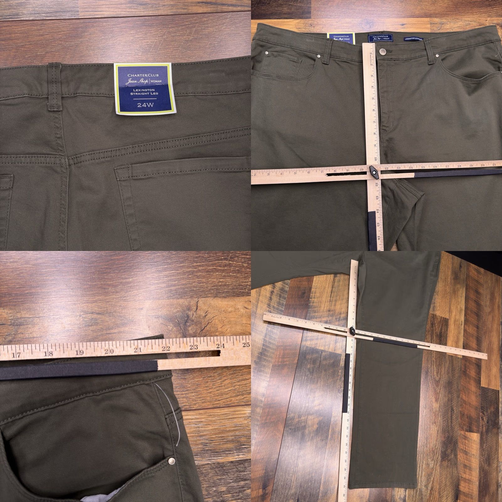 Charter Club VINTAGE: No Charter Club Lexington Straight Jeans Womens 24W Green High Rise Stretch New Size 42" / US 20 - 8 Thumbnail