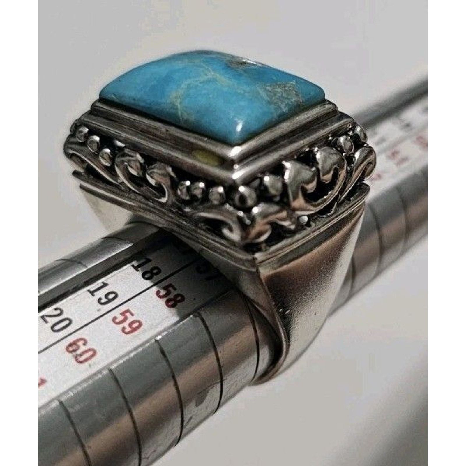 Other Sterling Silver Turquoise Filigree Dome Ring Size 7.5 Size ONE SIZE - 2 Thumbnail