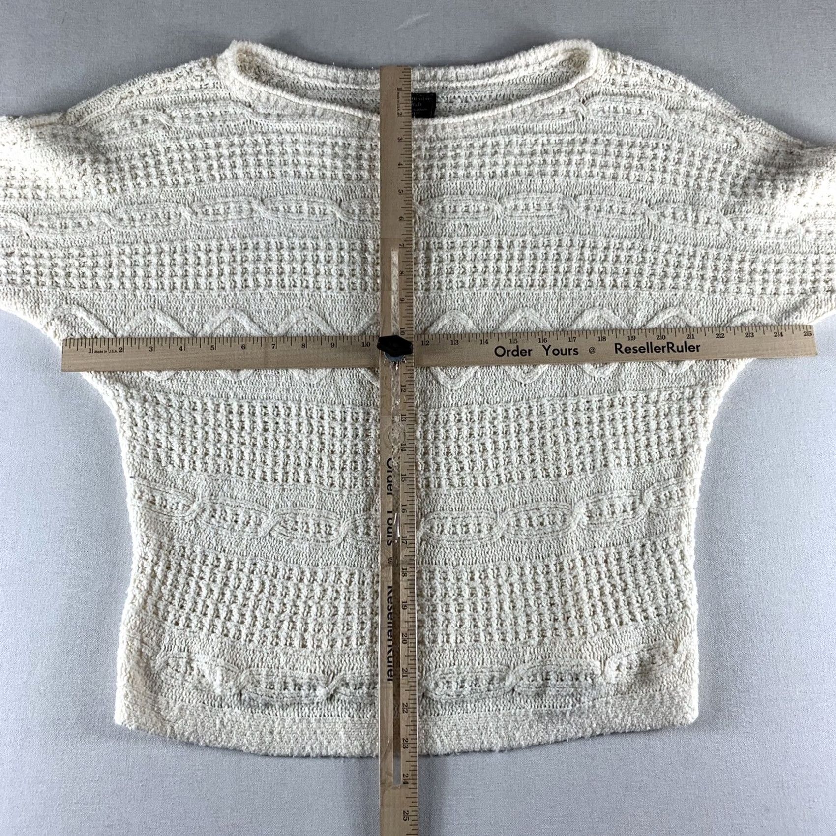 Abercrombie & Fitch VINTAGE ABERCROMBIE & FITCH SWEATER Womens MED Open Knit Cream Dolman Sleeve Cotton Blend Size M / US 6-8 / IT 42-44 - 3 Thumbnail