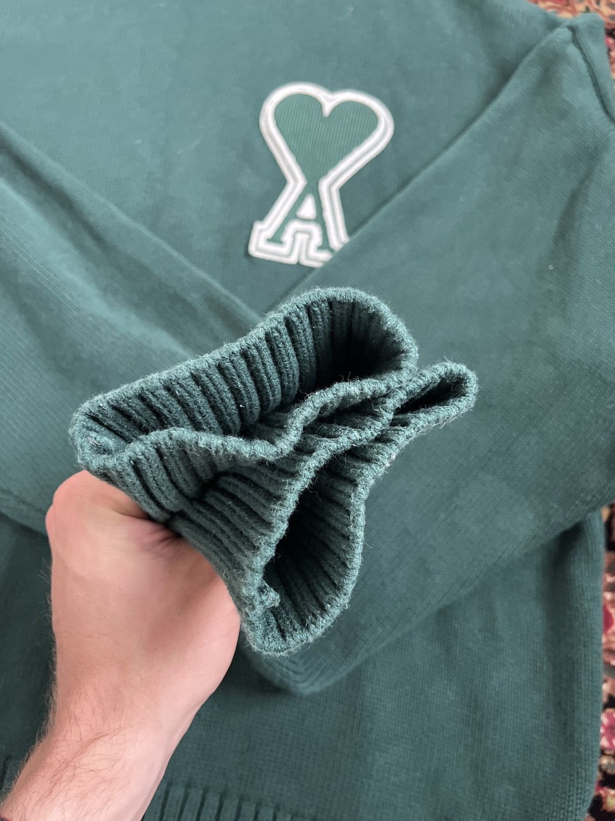 AMI AMI Paris SSENSE Exclusive Green Cotton Sweater Size L Size US L / EU 52-54 / 3 - 3 Thumbnail