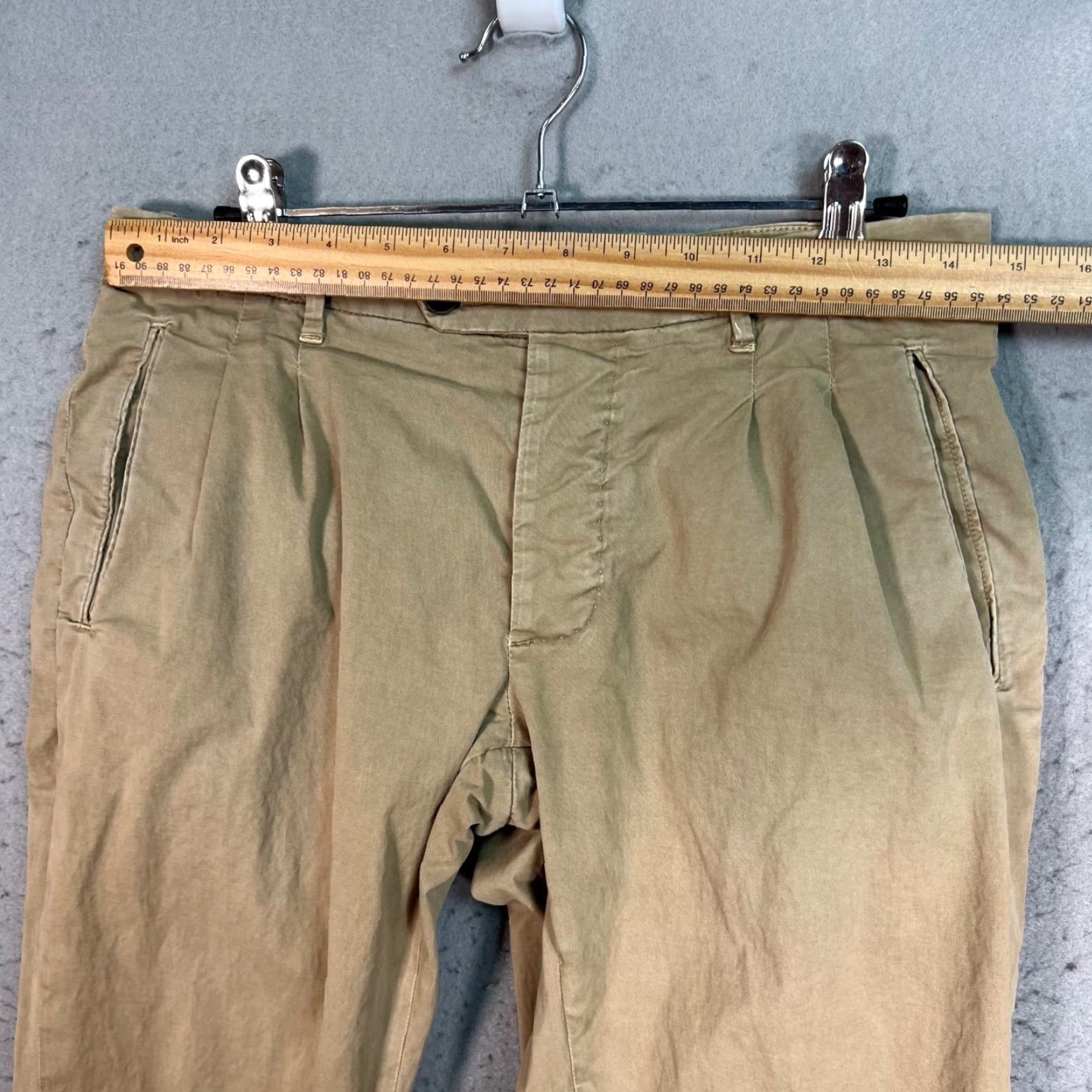 Vintage Pence Mens Pants Dress Beige Cotton Blend Pleated 30 Inch Waist 44 Regular In Italy Formal Size US 44 / EU 60 - 5 Thumbnail