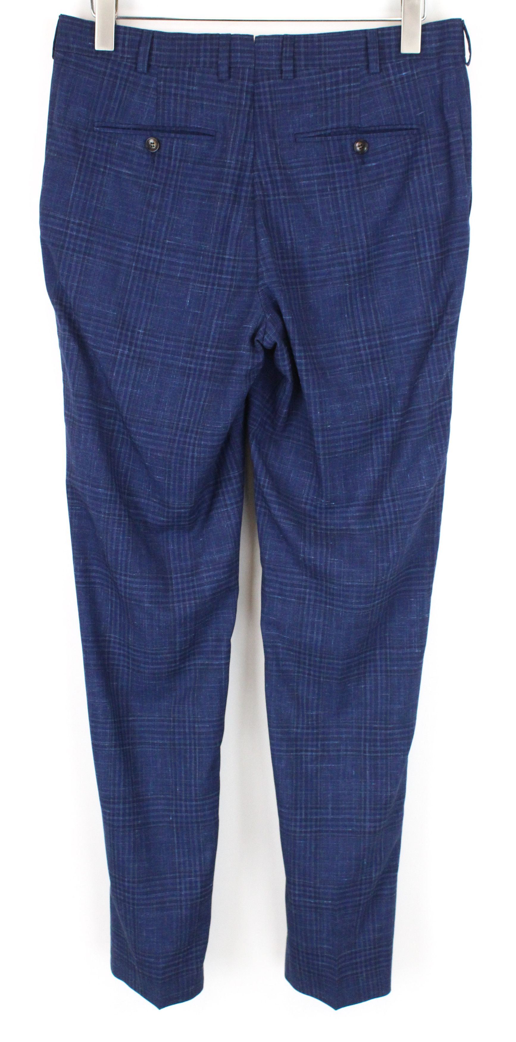 Suitsupply HAVANA UK36R Checked Blue Wool Silk Linen Suit 54809 Size 36R - 7 Thumbnail