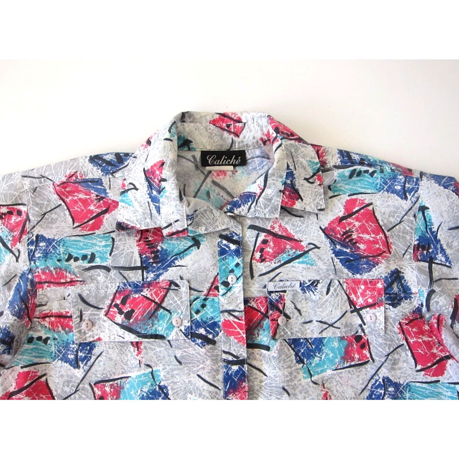 Pinko VINTAGE Caliche' Pink Blouse Long Sleeve Abstract Retro Button Down Collared M-L Womens Size L / US 10 / IT 46 - 3 Thumbnail