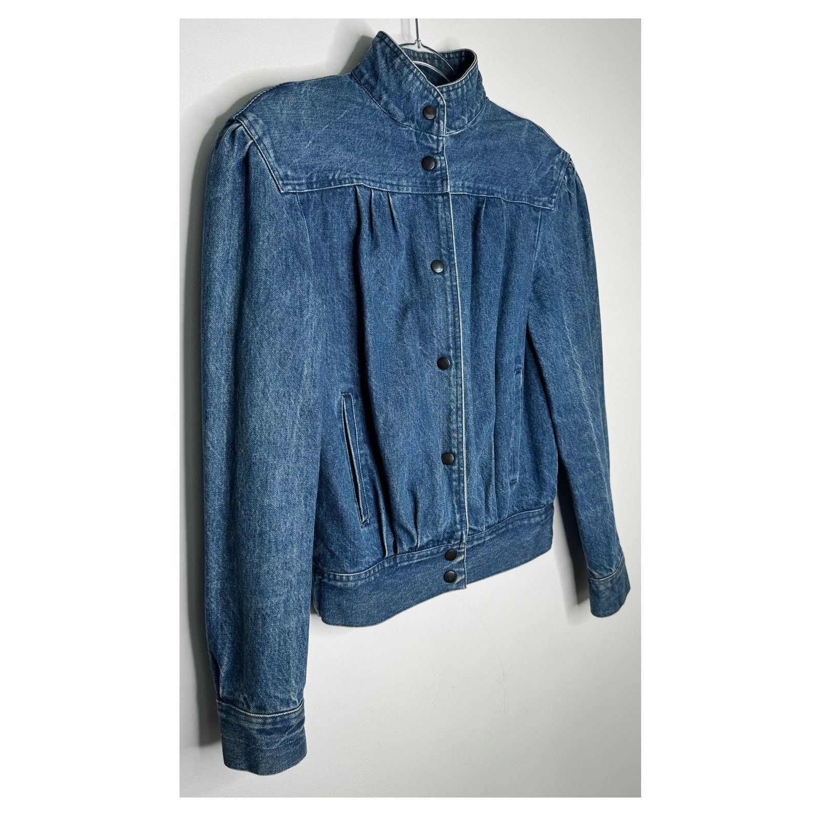 Vintage 1980s Vintage Denim Puff Sleeve Bomber Jacket Women’s Medium Size M / US 6-8 / IT 42-44 - 17 Thumbnail