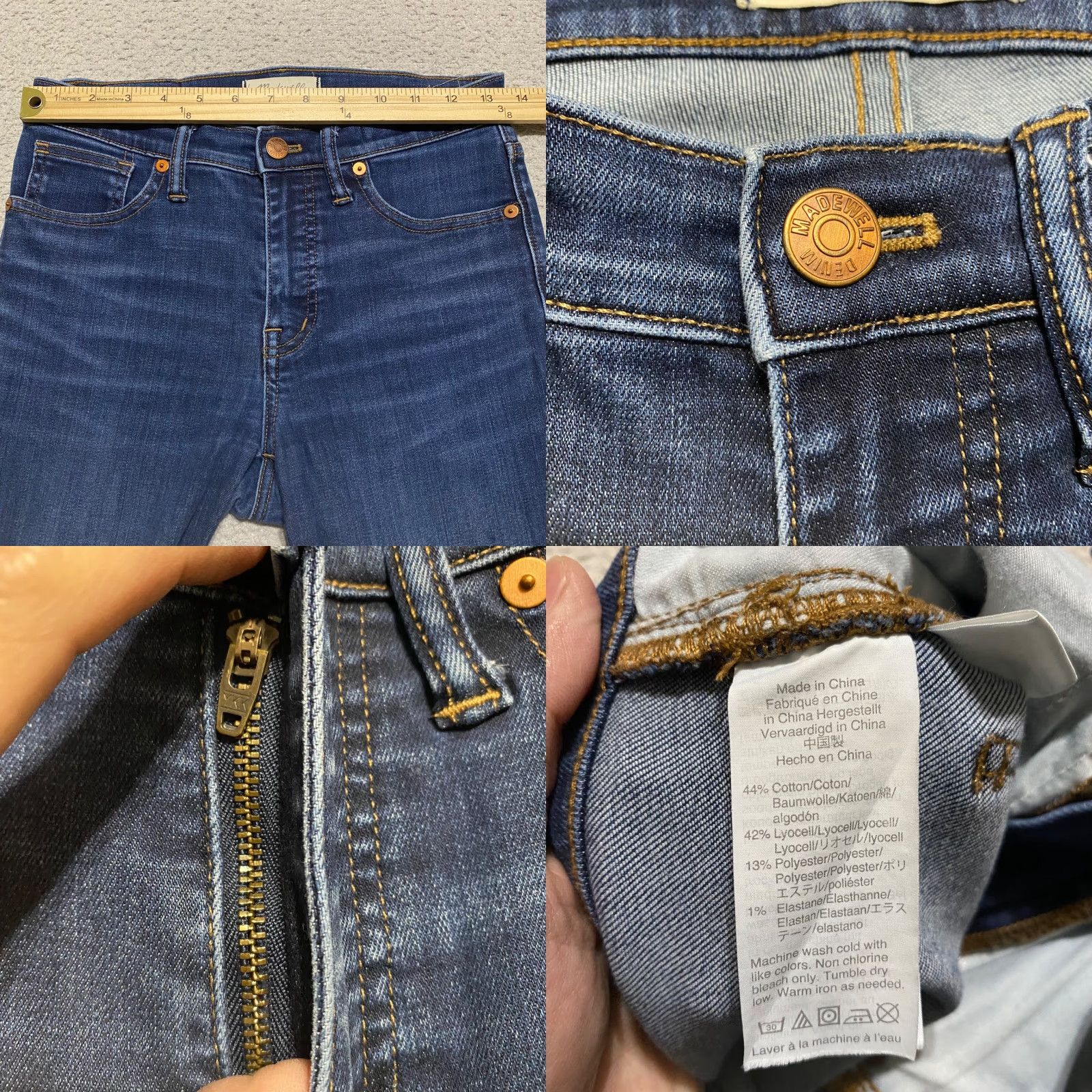 Madewell Madewell Jeans Blue Denim Dark Wash High Rise Skinny Tall 26 Womens 5-Pocket Stretch Pocket Solid Modern American Vintage: No Size 26" / US 2 / IT 38 - 8 Thumbnail