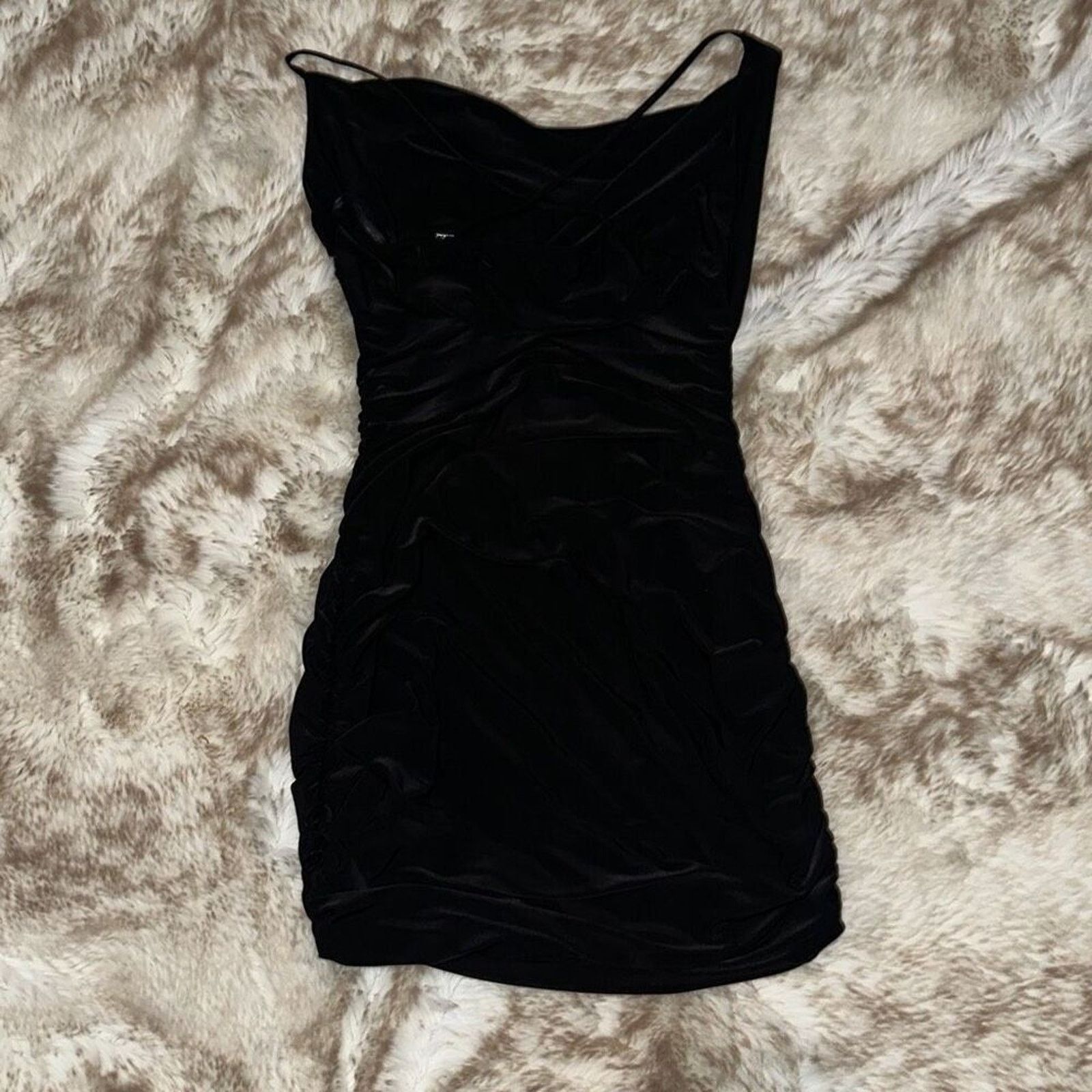 Other Sabora Black Cowl Neck Fitted Bodycon Mini Dress | Sz S Size S / US 4 / IT 40 - 5 Thumbnail
