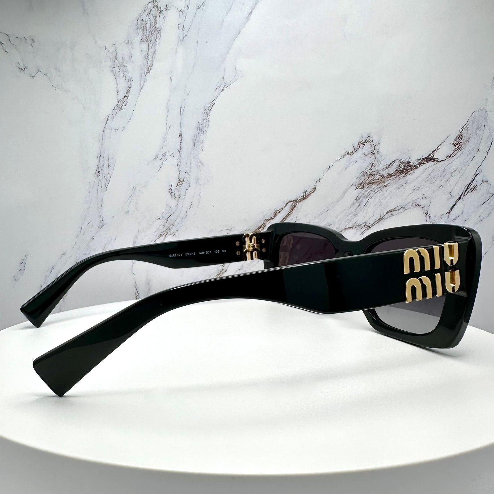 Miu Miu New MIU MIU Sunglasses Black Gold Metal Logo Authentic Size ONE SIZE - 10 Thumbnail