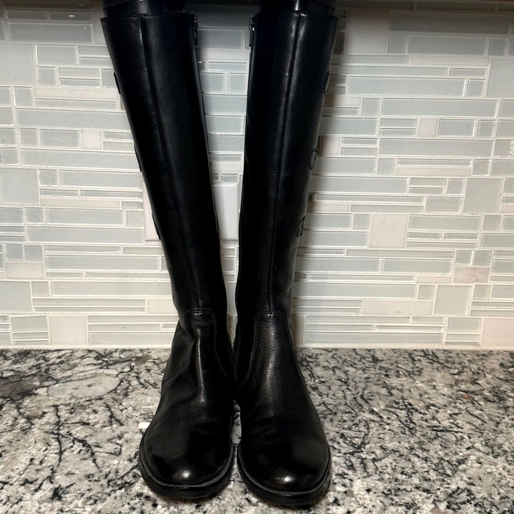 Ecco VINTAGE ECCO Riding Boot Hobart 25 Over the Knee Buckle Detail Women 39 Black Size 8.5 Leather Boots Mens Girls Size US 9 / IT 39 - 3 Thumbnail