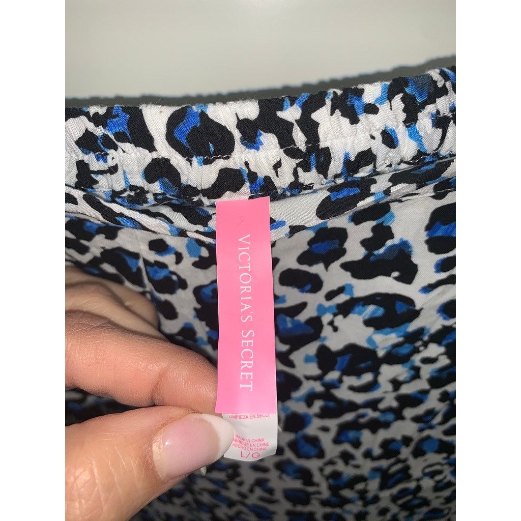 Victoria's Secret Victoria's Secret Women's Large Blue Leopard Print Pants Size 32" / US 10 / IT 46 - 4 Thumbnail