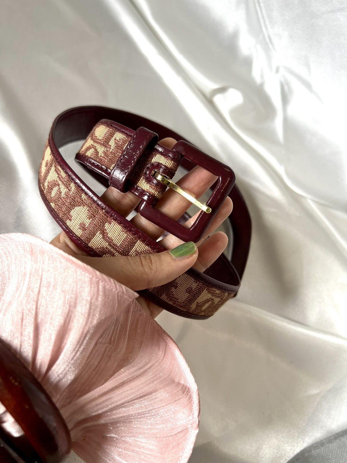 Dior Dior Leather Belt – Burgundy/Beige Monogram Size ONE SIZE - 19 Thumbnail