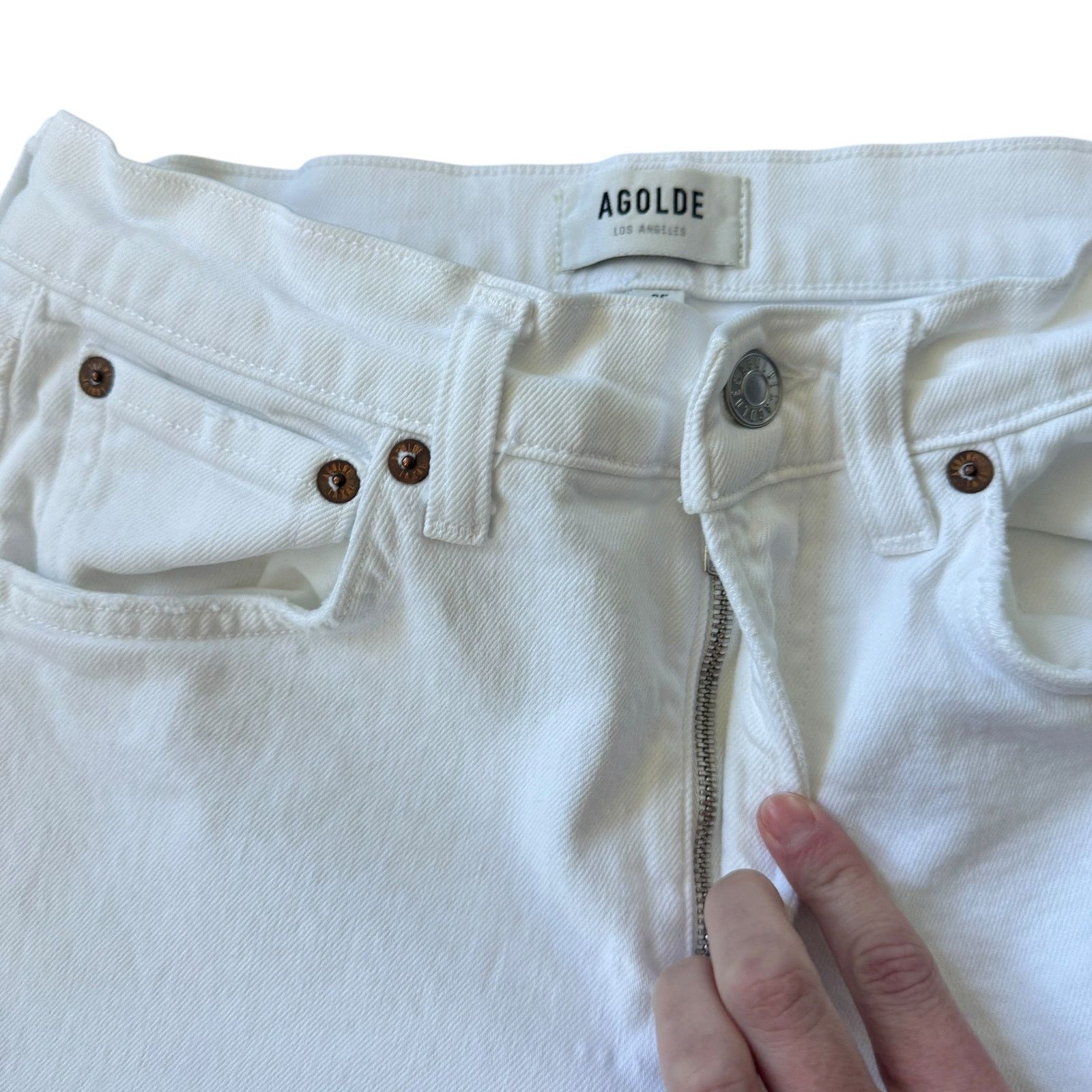 Agolde AGOLDE Kye Mid Rise Straight Crop Jean Cake White Stretch Size 25" / US 0 / IT 36 - 5 Thumbnail