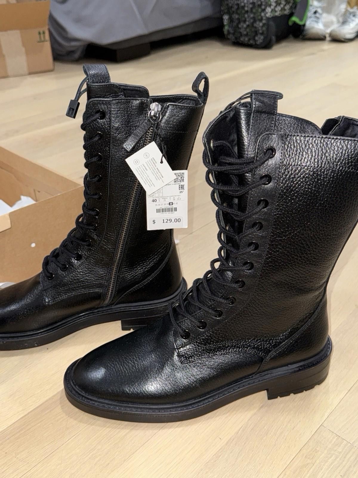 Zara NWT Zara Black Combat boots sz9 Retail 130$ priced to sell Size US 9 / IT 39 - 6 Thumbnail