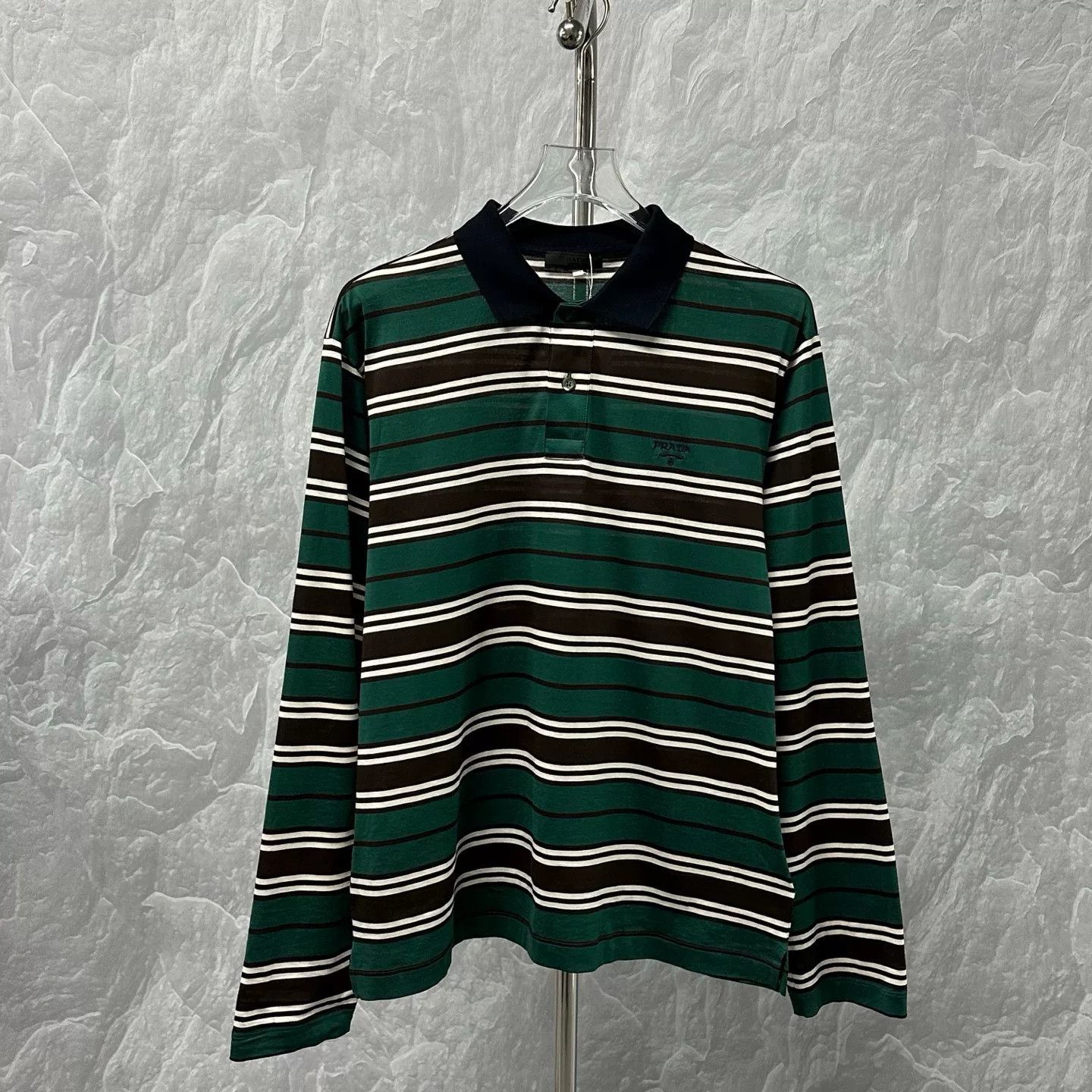 Prada prada ss24 striped long sleeve polo shirt | Grailed