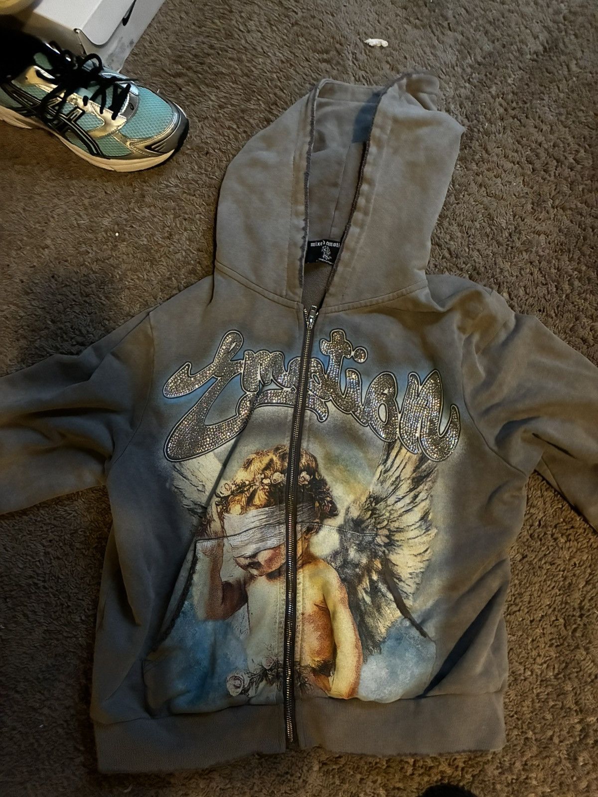 Other Mixed emotion grey rhinestone hoodie Size US S / EU 44-46 / 1 - 1 Thumbnail