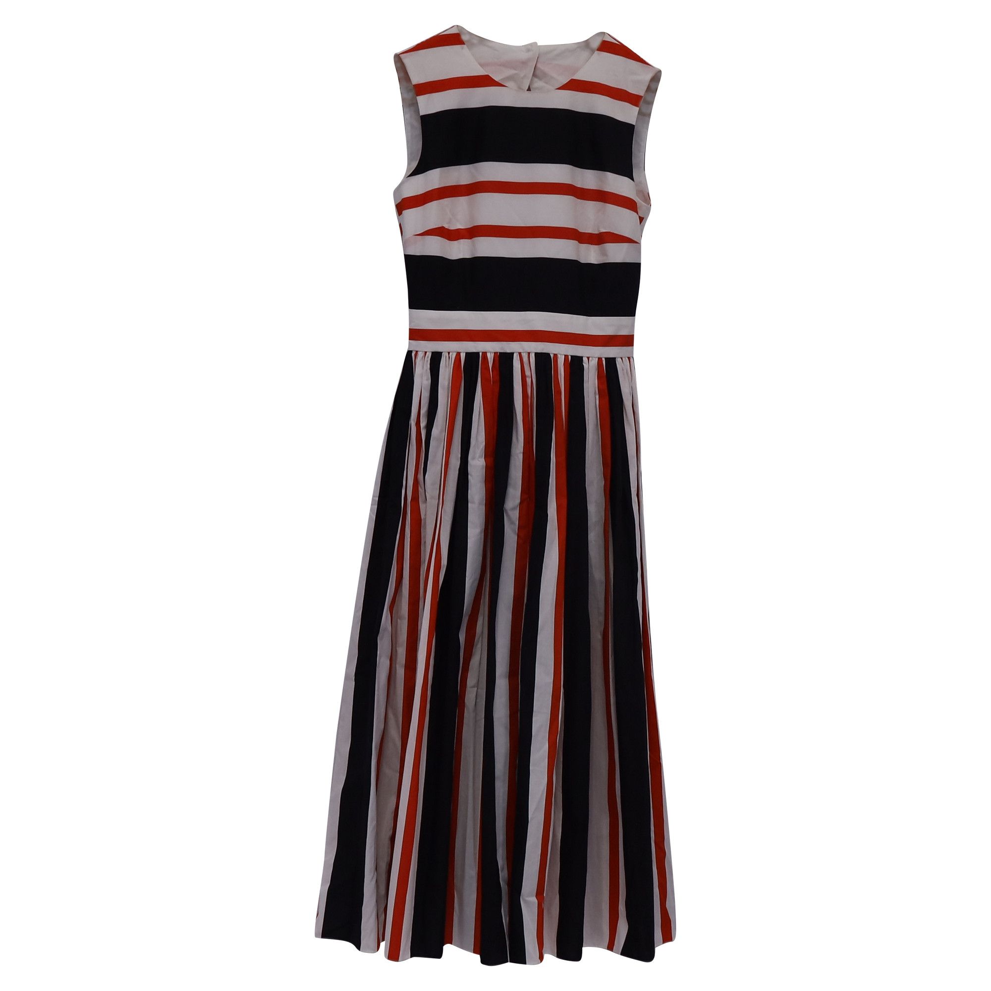 Dolce & Gabbana Dolce & Gabbana Striped Midi Dress in Multicolor Cotton Size XXS / US 00 / IT 34 - 1 Thumbnail