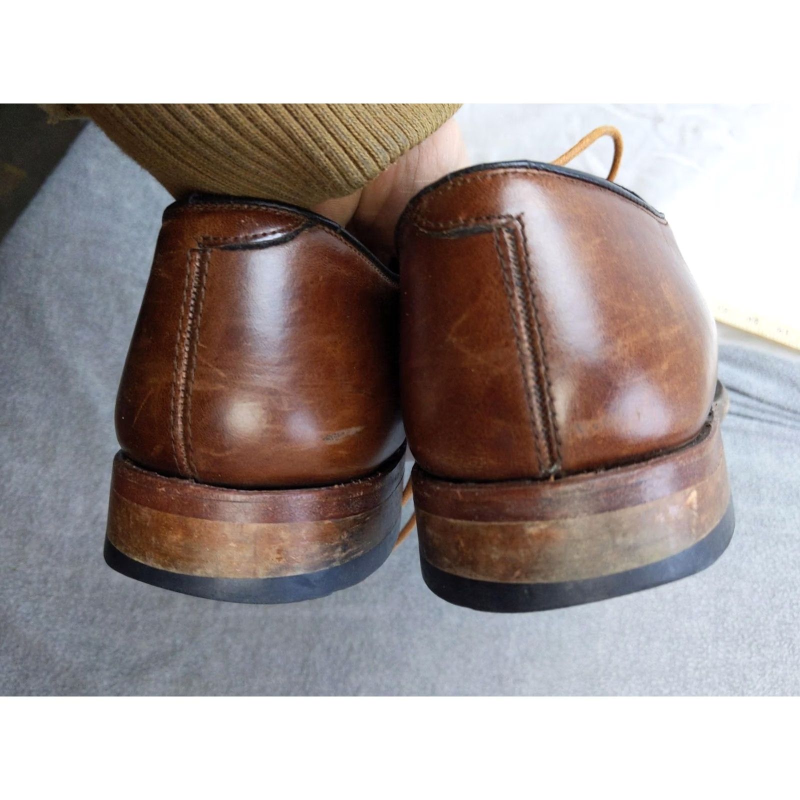 Vintage J&M 1850 Mens Leather Cap Toe Oxford Dress Shoes Trampoline Comfort Brown Size 10 D발 Size ONE SIZE - 6 Thumbnail