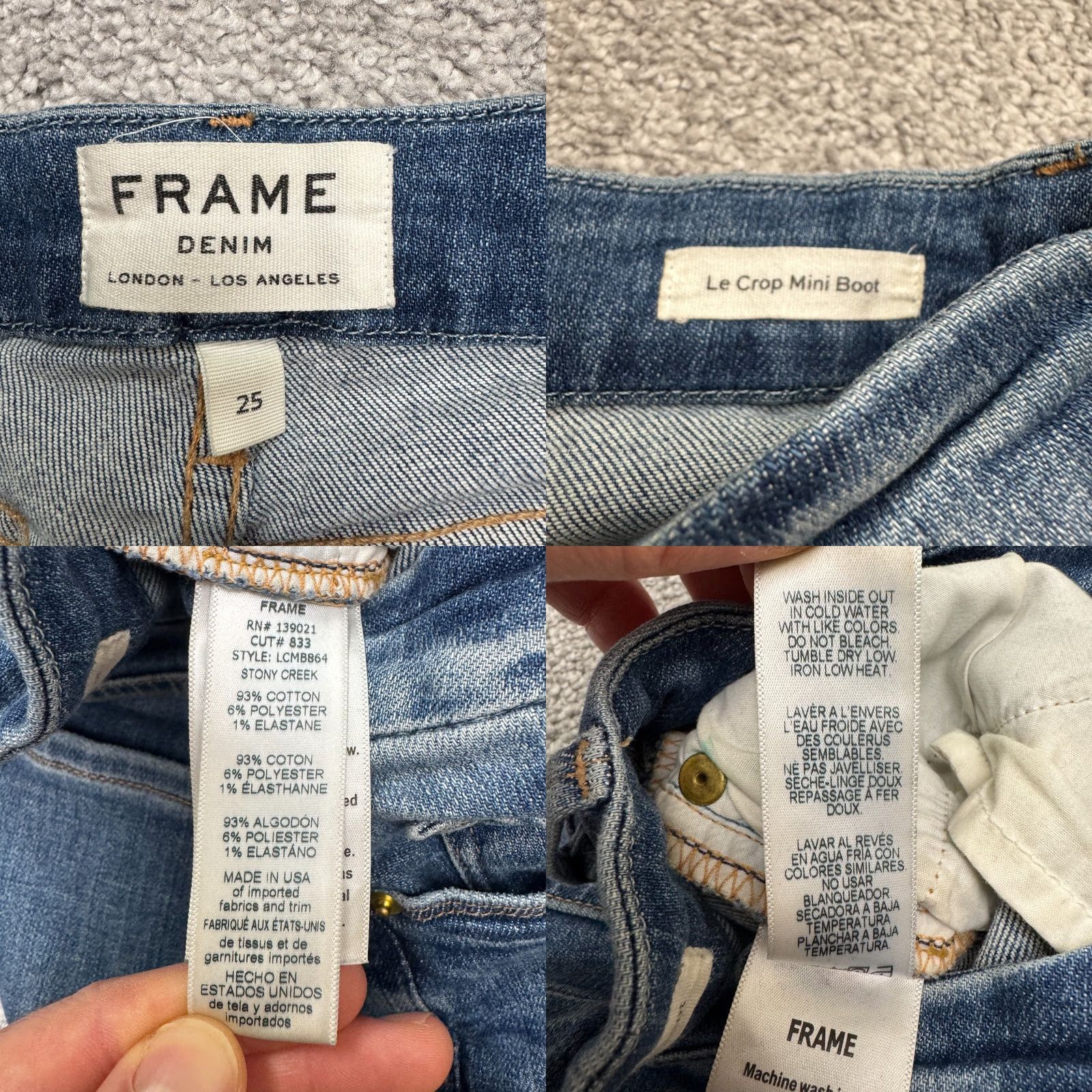 Frame VINTAGE Frame Le Crop Mini Boot Denim Jeans Womens 25 Blue Distressed Casual Blank Size 42" / US 20 - 8 Thumbnail