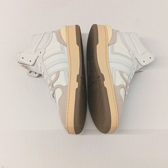Lanvin Lanvin Curb Tennis Leather & Mesh Hi Top Sneakers -EU45 Size US 12 / EU 45 - 7 Thumbnail