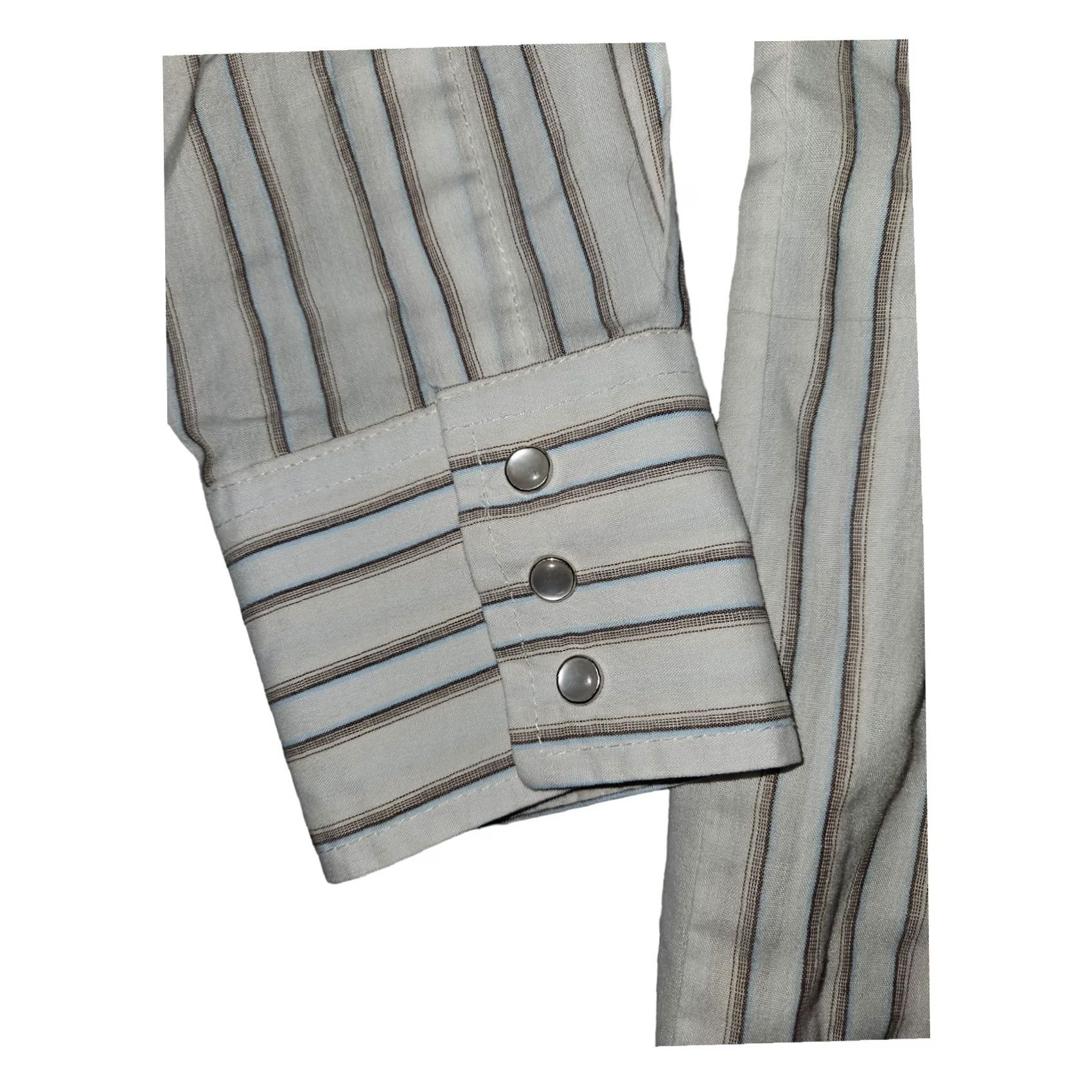 Vintage VINTAGE Plains Shirt Western Cowboy Long Sleeve LT White Striped 46 Chest L Tall Men Regular Snap Button-Up Pockets Size US L / EU 52-54 / 3 - 5 Thumbnail