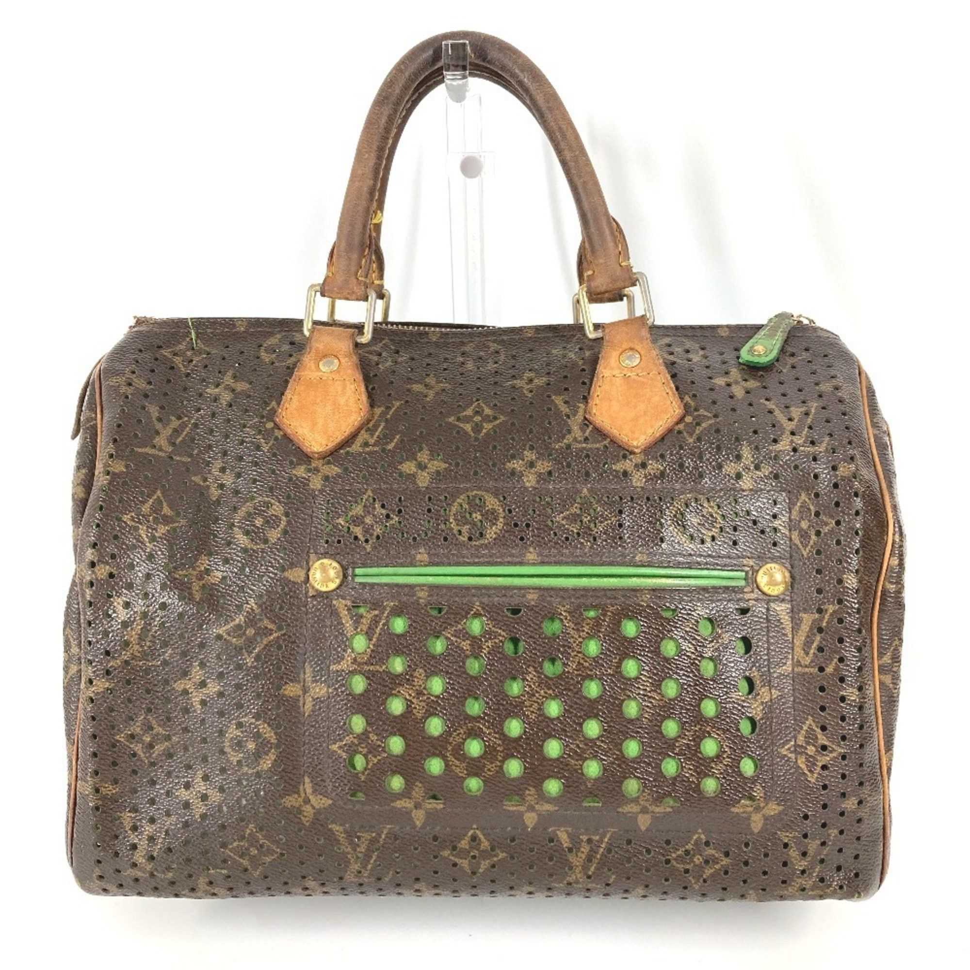Louis Vuitton M95181 Monogram Perforated Speedy 30 Bag Tote Mini Boston Handbag Canvas Men's Women's Green in Brown