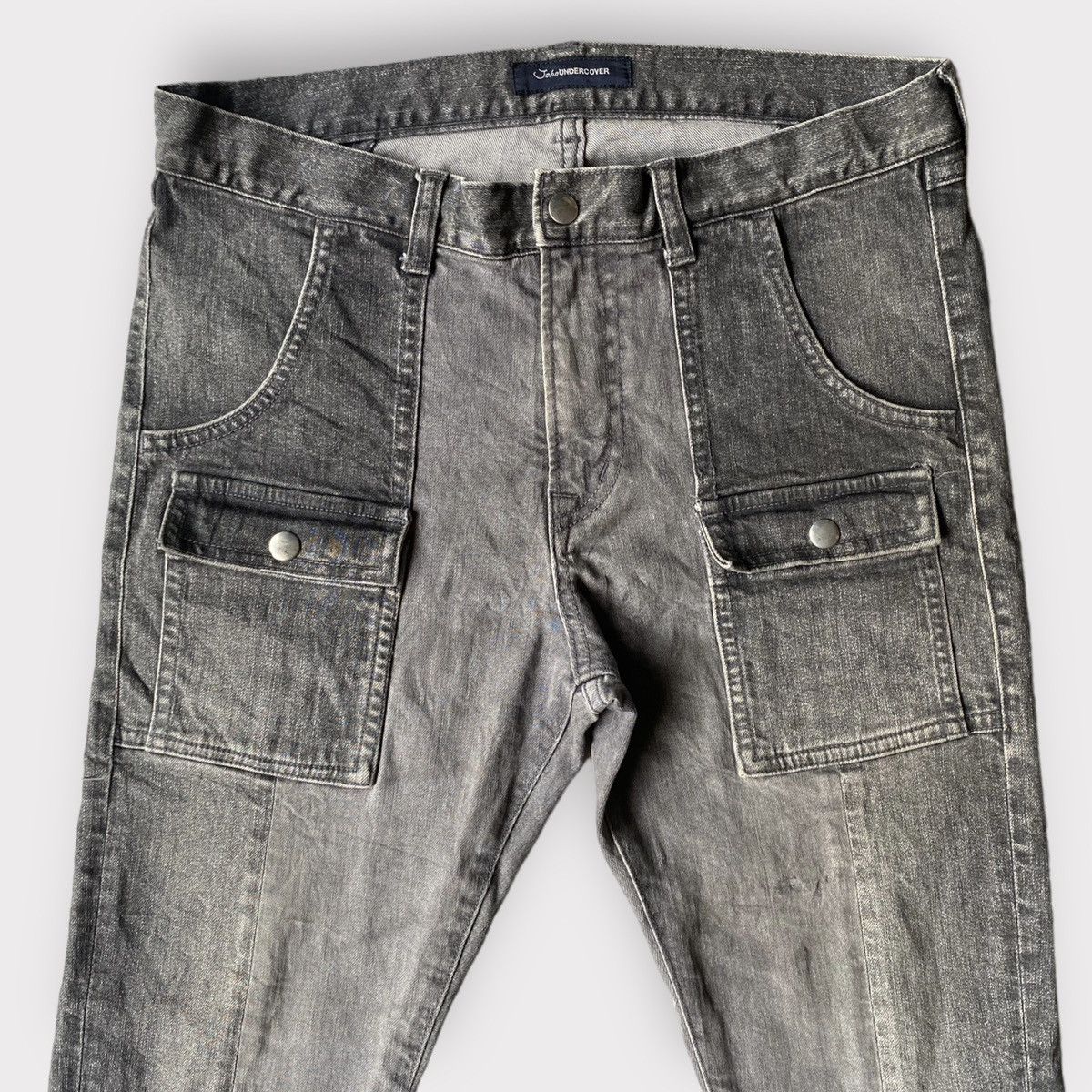 image of John Undercover x Undercover Ss16 Reconstructed Skinny Jeans in Grey, Men's (Size 32)