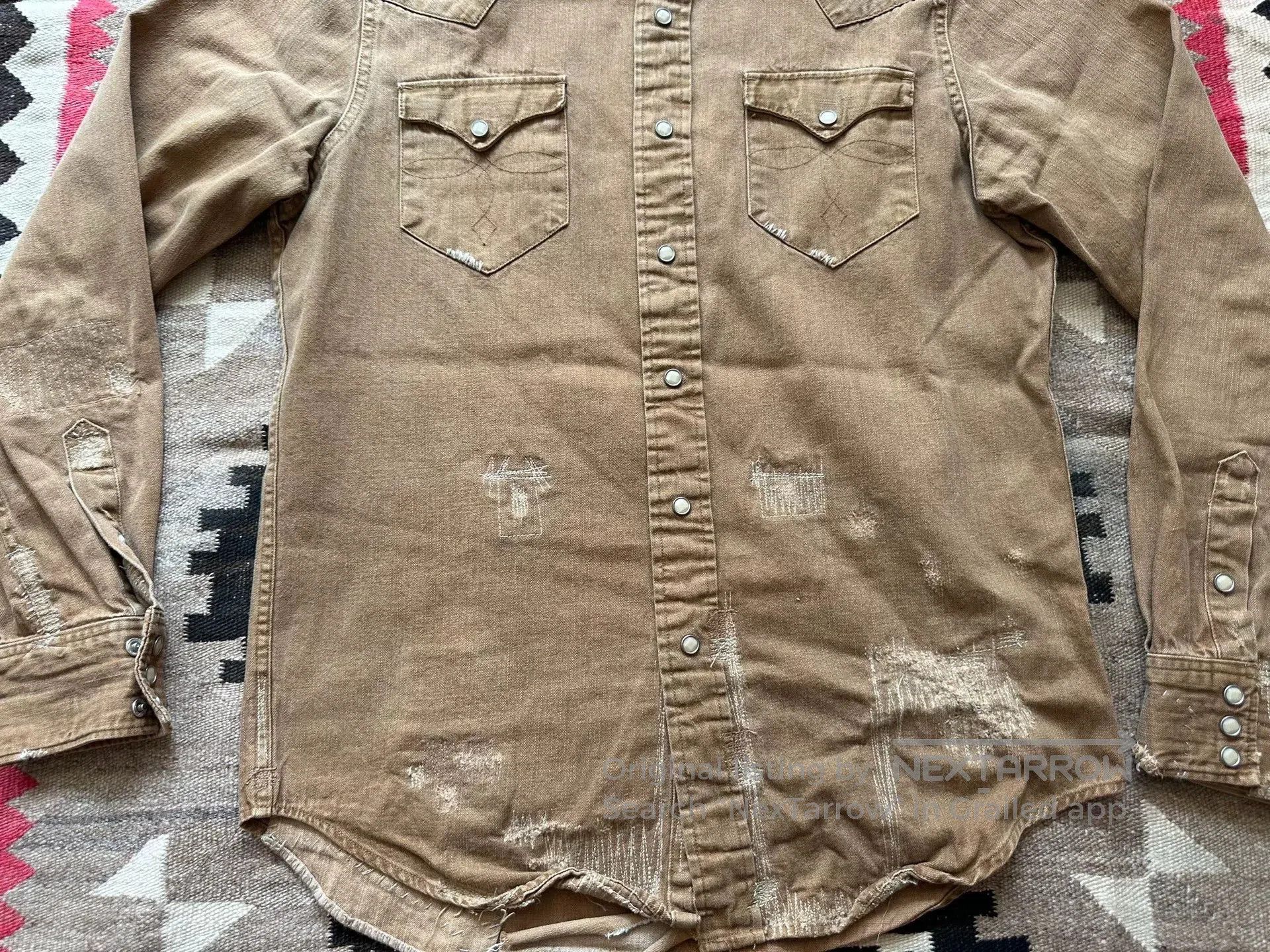 RRL Ralph Lauren rrl distressed floral western shirt. Size US M / EU 48-50 / 2 - 3 Thumbnail