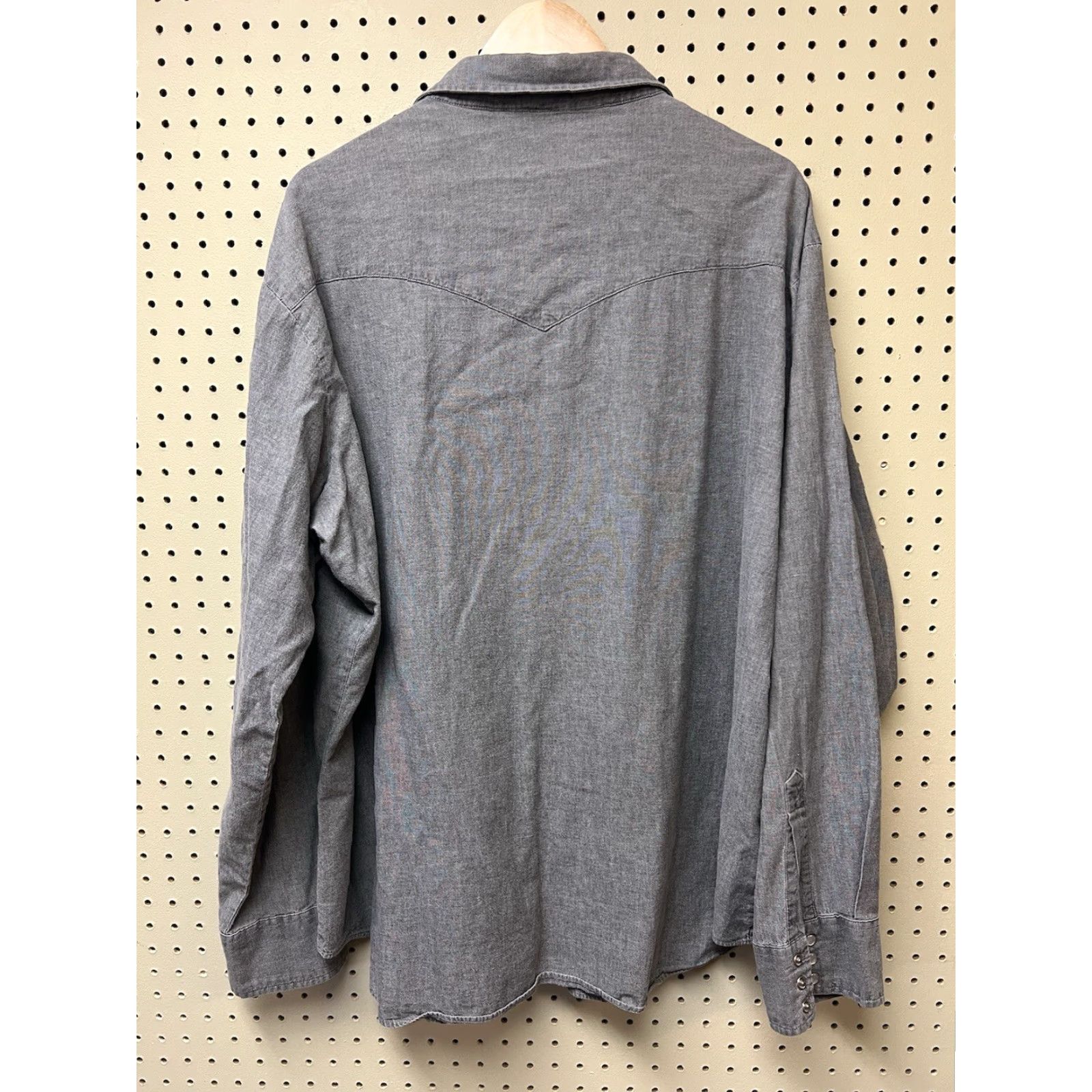 Lee VINTAGE Lee Gray Snaps Shirt Western Long Sleeve 2XL Hong Kong Size US XXL / EU 58 / 5 - 2 Thumbnail