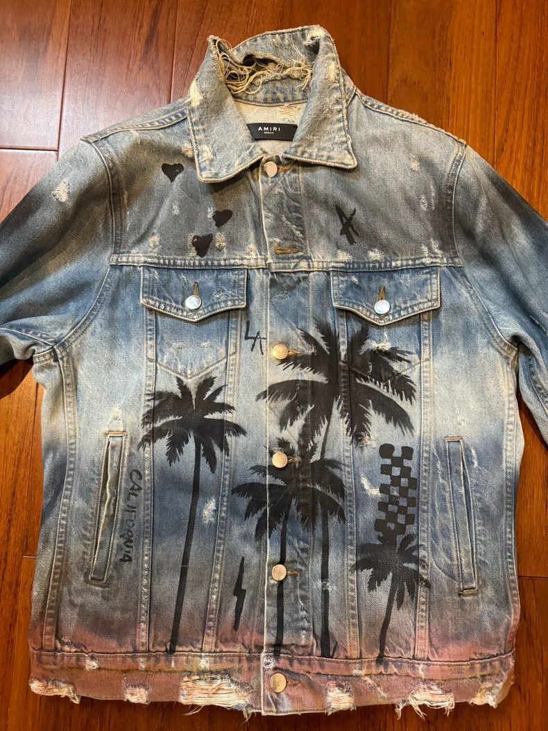 Amiri Amiri washed coconut tree 18ss denim jacket-2506 Size US M / EU 48-50 / 2 - 1 Thumbnail