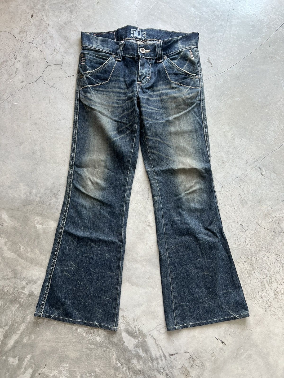 Edwin Edwin Blue Trip Sz.M 33x29.5 Belt Buckle Flare Jeans Size US 33 - 2 Thumbnail