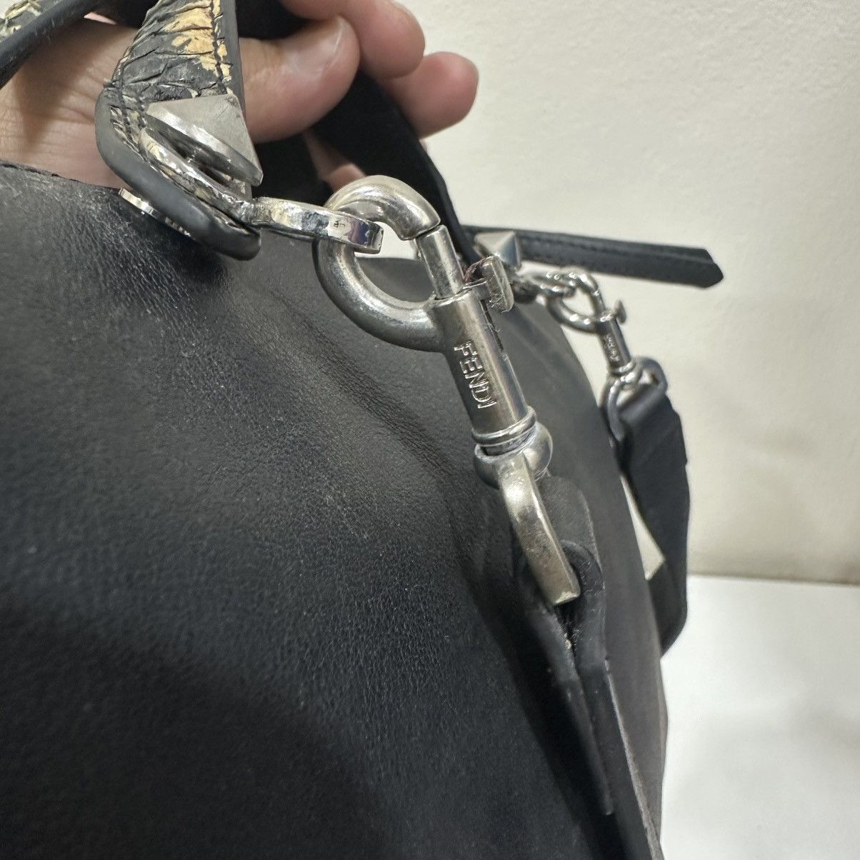 Fendi FENDI ROMA BLACK LEATHER AND PHYTON SMALL BY THE WAY SATCHEL Size ONE SIZE - 10 Thumbnail