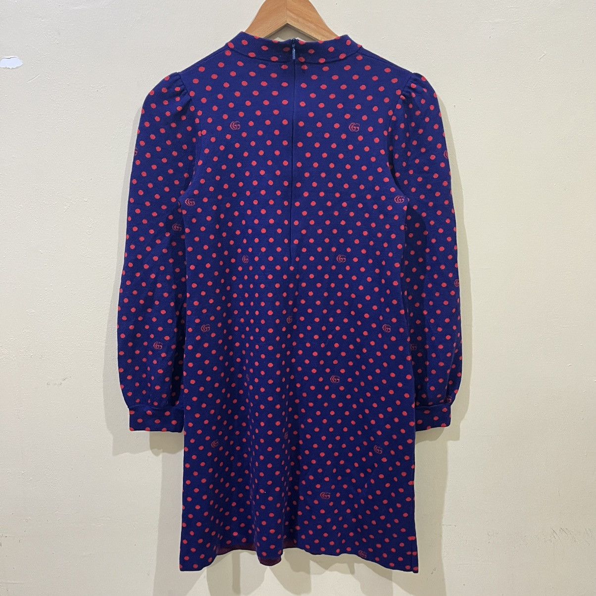 Gucci GUCCI POLKA DOT AND DOUBLE G WOOL DRESS IN BLUE Size M / US 6-8 / IT 42-44 - 4 Thumbnail