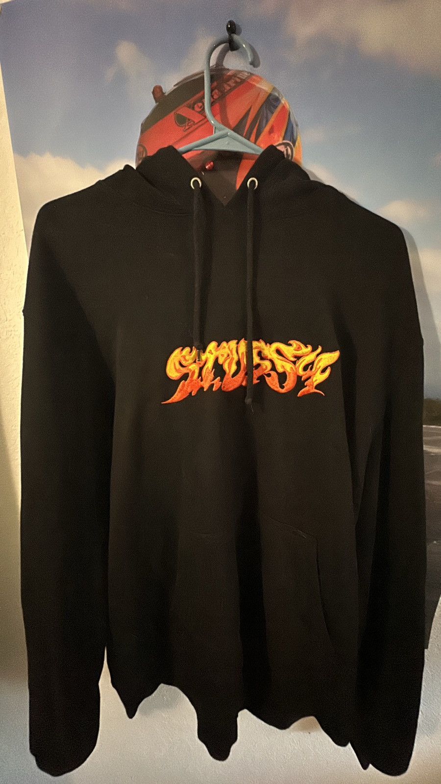 image of Stussy Fire Hoodie in Black, Men's (Size XL)