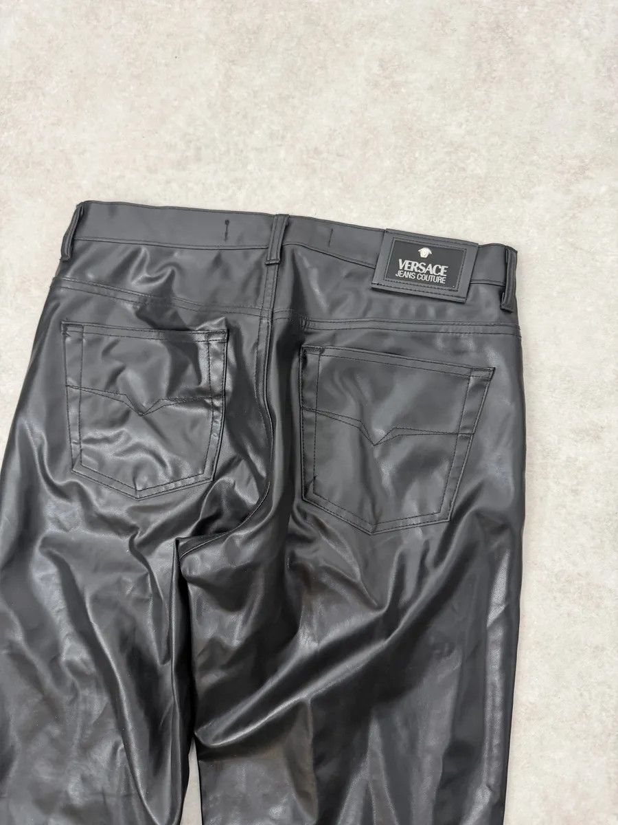 Versace 2000s Versace Black Cozy Faux Leather Pants Size US 32 / EU 48 - 7 Thumbnail