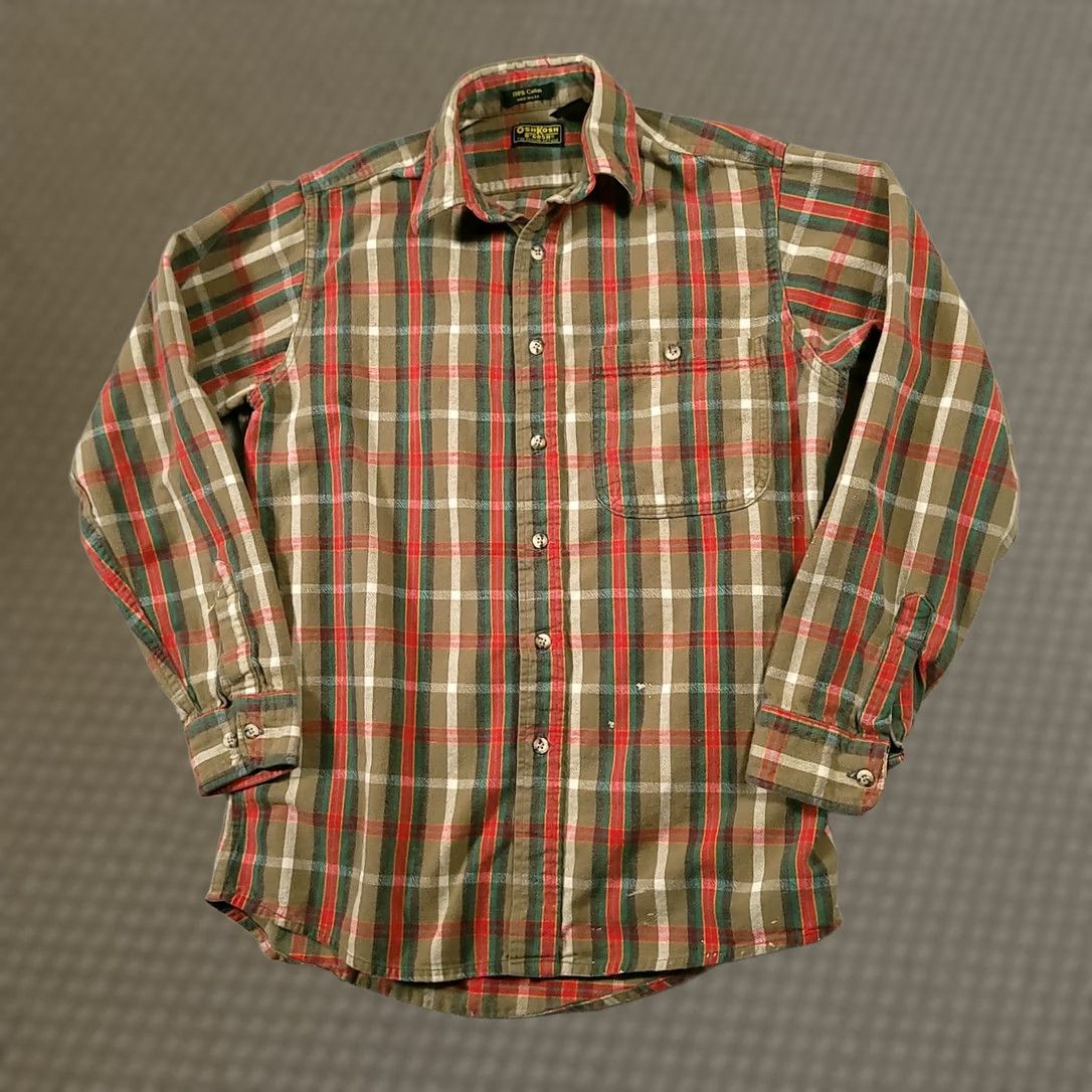 Vintage VINTAGE OshKosh B’Gosh Flannel Shirt Plaid Green Re Mens MT Tall Grunge Size US M / EU 48-50 / 2 - 1 Thumbnail