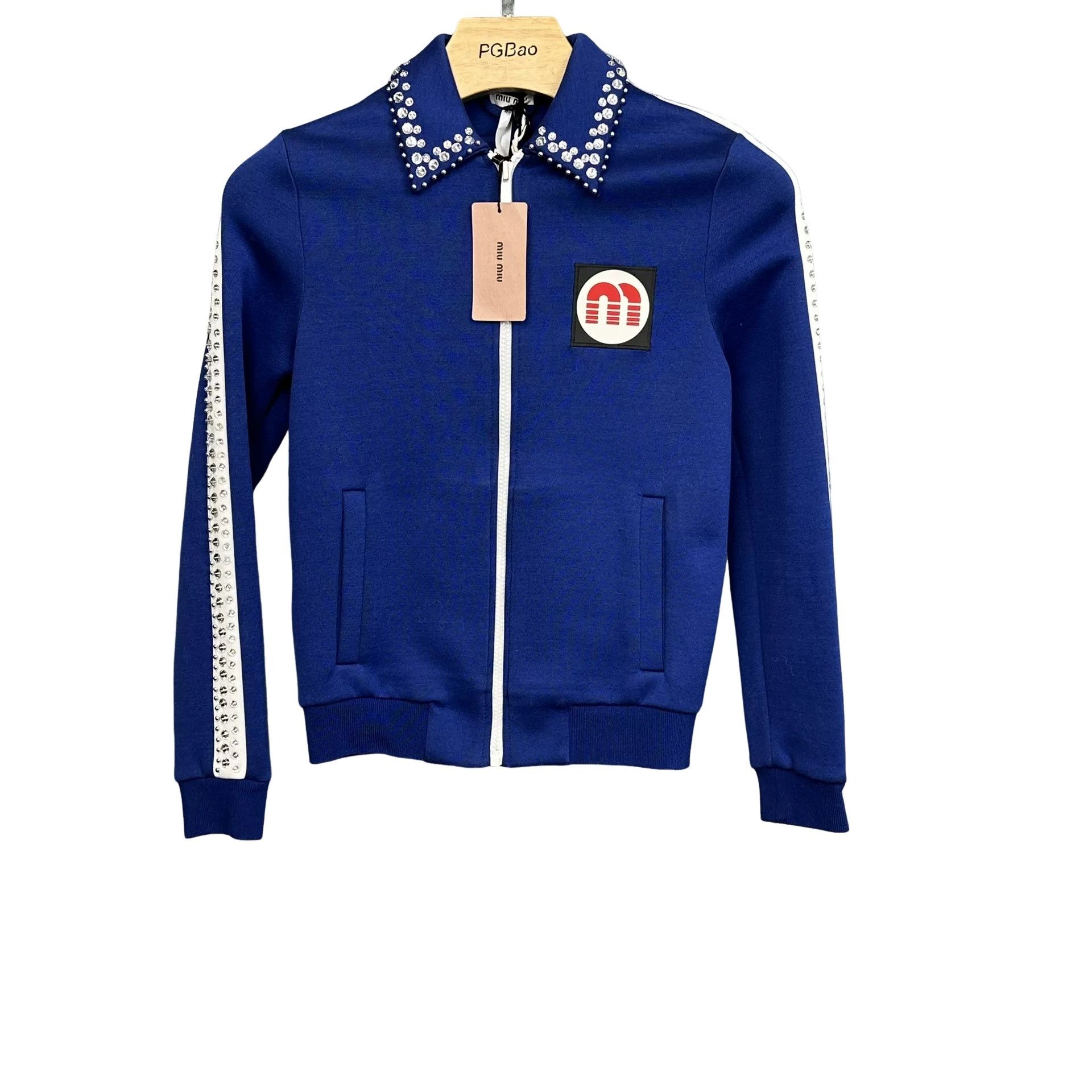 Miu Miu Miu Miu Rhinestone Trim Track Jacket Size XS Size XS / US 0-2 / IT 36-38 - 1 Thumbnail