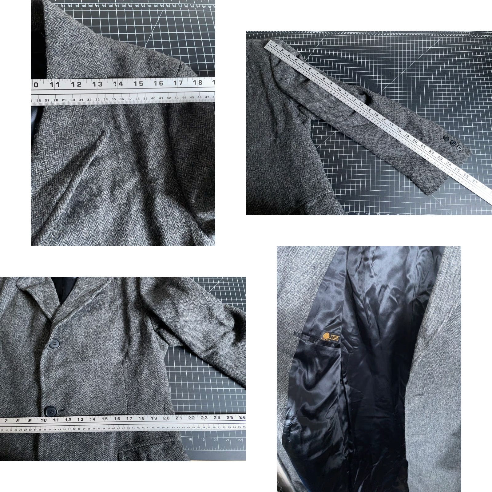 Vintage VINTAGE Pure Wool Herringbone Coat Men's 42 Gray Overcoat USA Made Classic Wool Overcoat Mens 42 Gray Herringbone Coat Long Size US XS / EU 42 / 0 - 8 Thumbnail