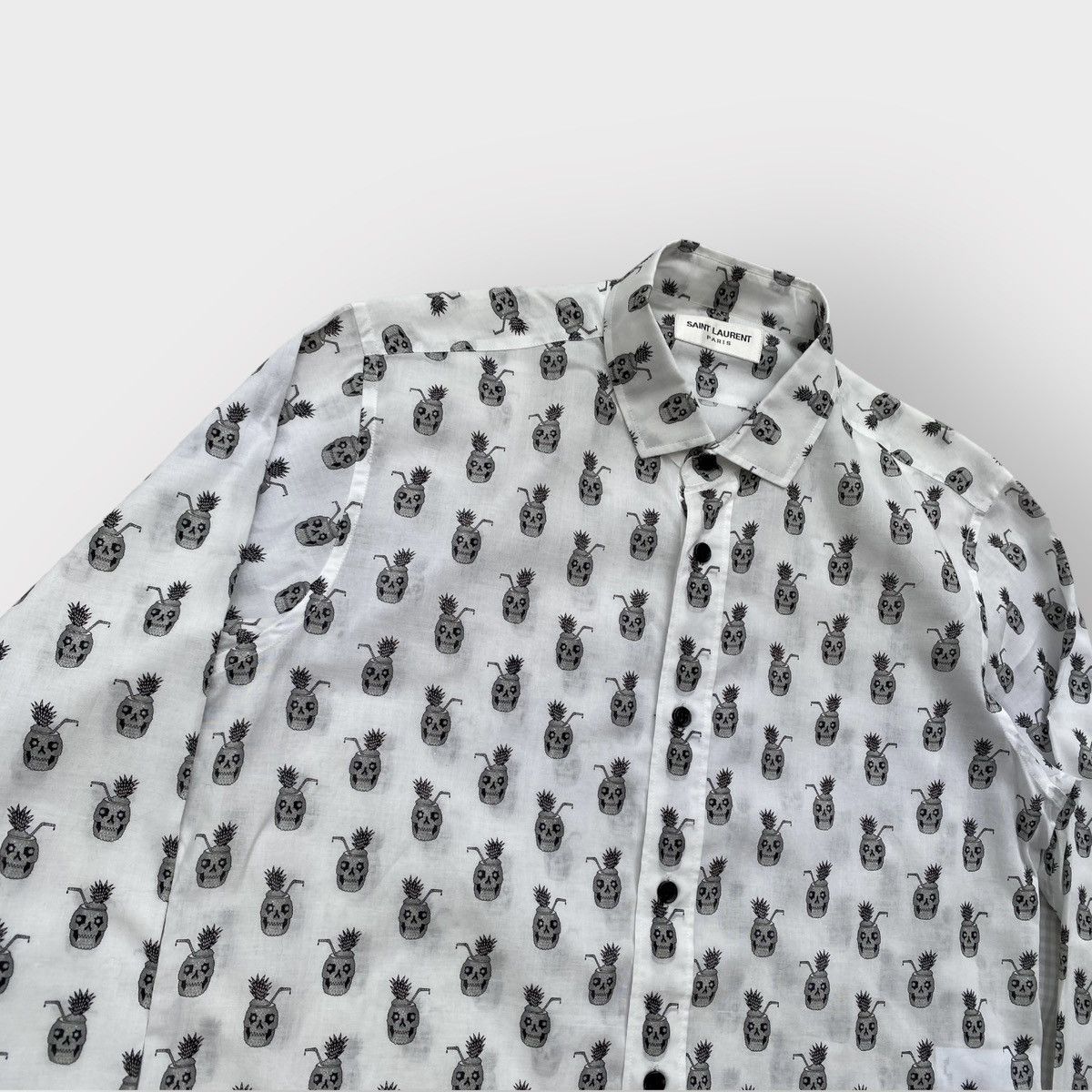 Hedi Slimane × Saint Laurent Paris 2013 Pineapple Skull Shirt Size US S / EU 44-46 / 1 - 2 Thumbnail