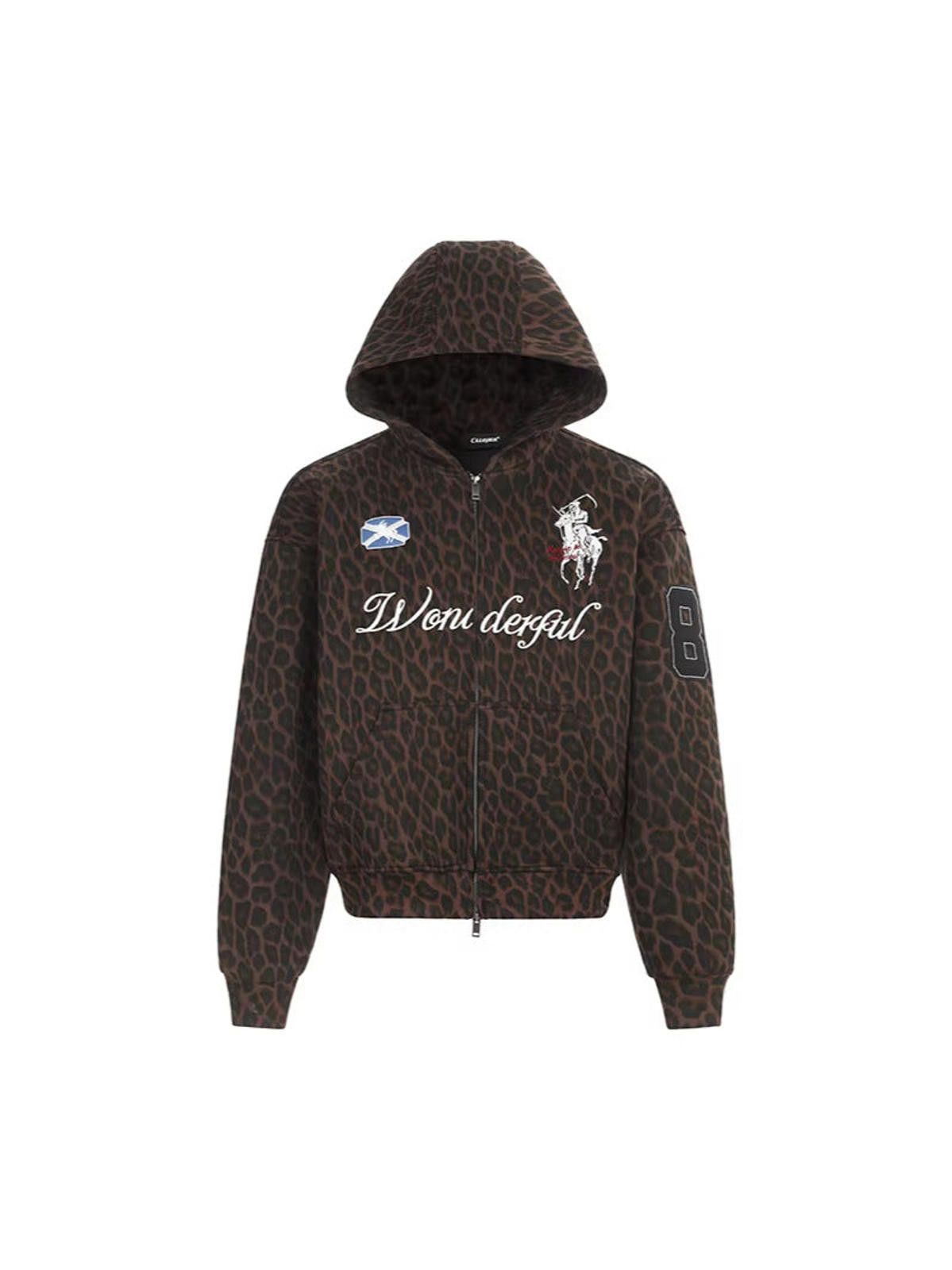 Other Leopard Number Patch-Embroidered Boxy Zip Hoodie Size US M / EU 48-50 / 2 - 1 Thumbnail
