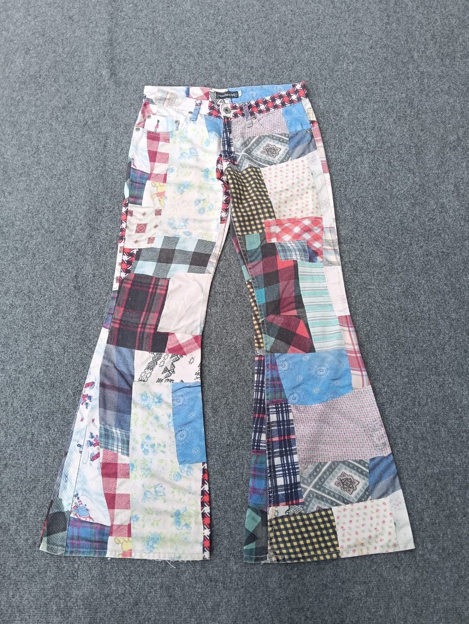 Japanese Brand Muchacha patchwork Flare pants - rare vintage style. Size 28" / US 6 / IT 42 - 2 Thumbnail