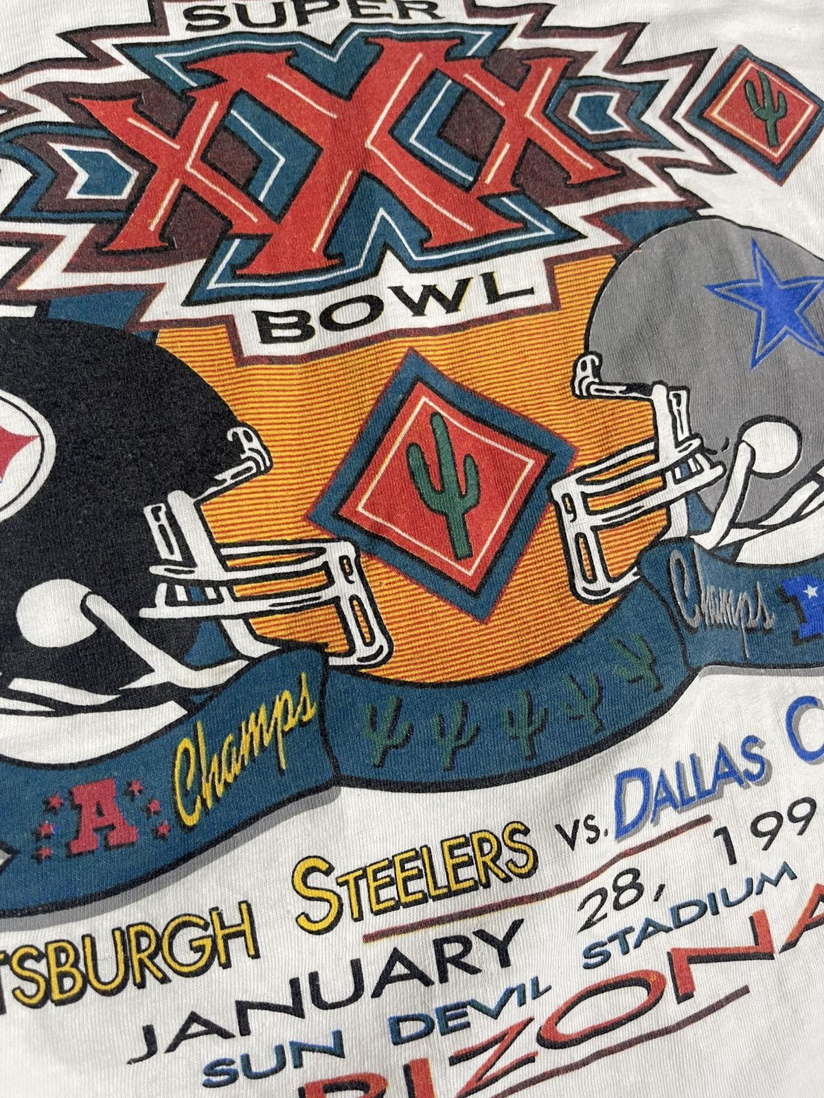 NFL VINTAGE 90s Super Bowl XXX Steelers Cowboys T-Shirt Size US XL / EU 56 / 4 - 4 Thumbnail