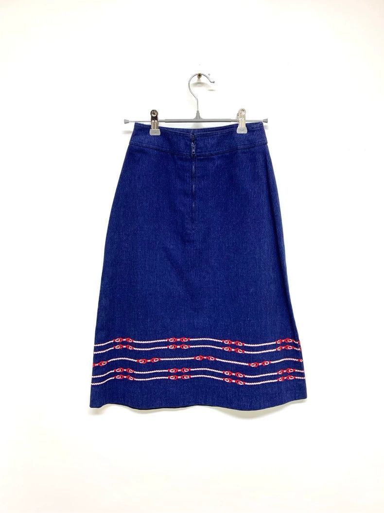 Celine Celine Blue Skirt with Decorative Trim Size 22" - 2 Thumbnail