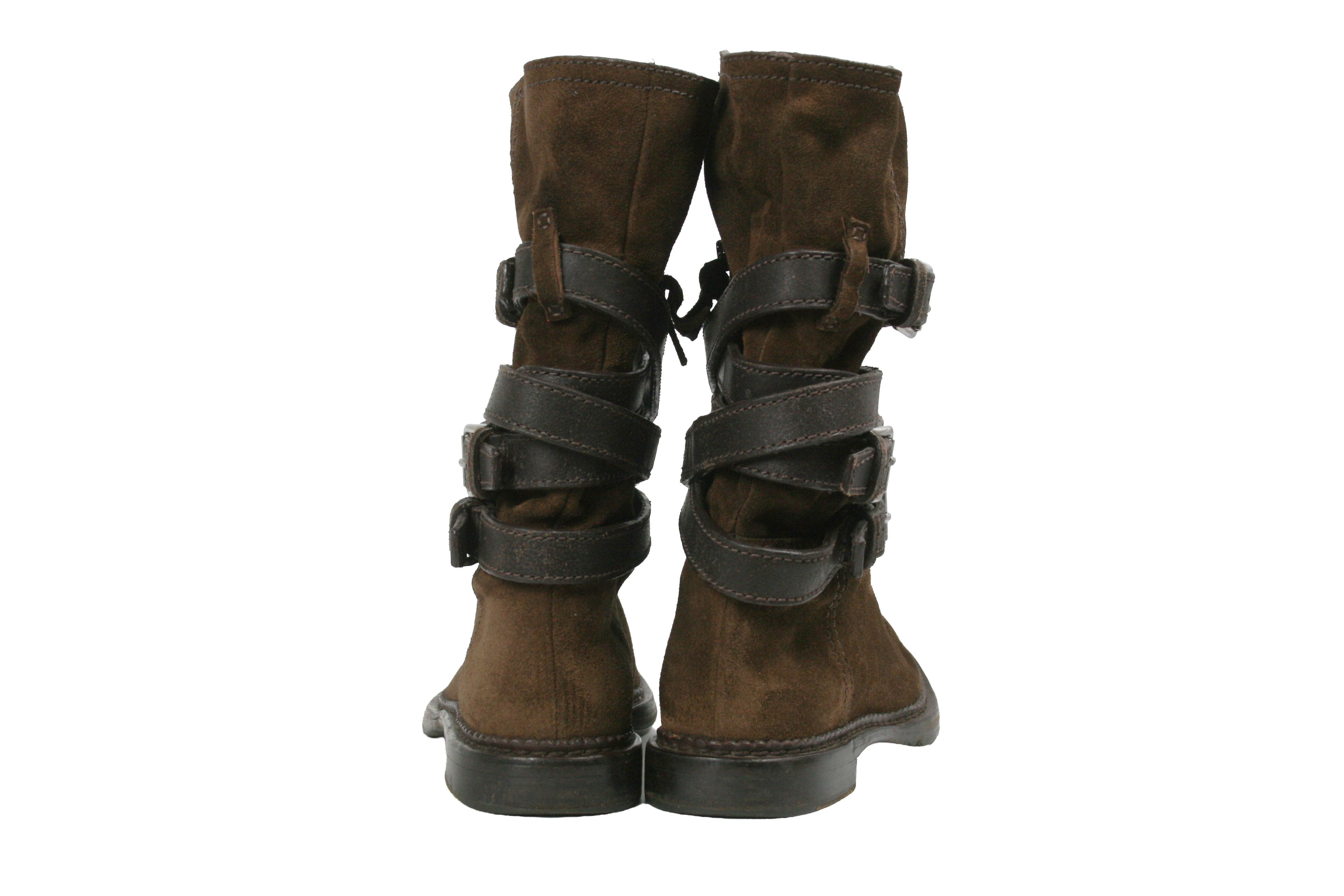 Miu Miu Biker Buckled Harness Suede Boots Size US 7.5 / IT 37.5 - 12 Thumbnail