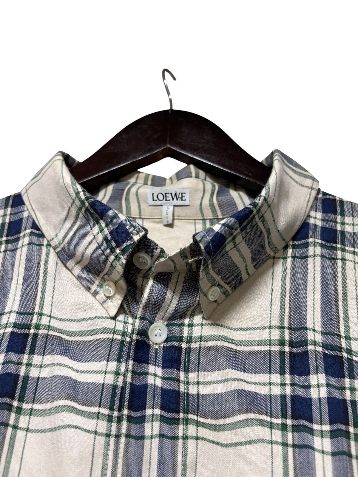 Loewe LOEWE Casual Patchwork Shirt SZ 43 Beige Leather Pocket Logo Size US XL / EU 56 / 4 - 3 Thumbnail