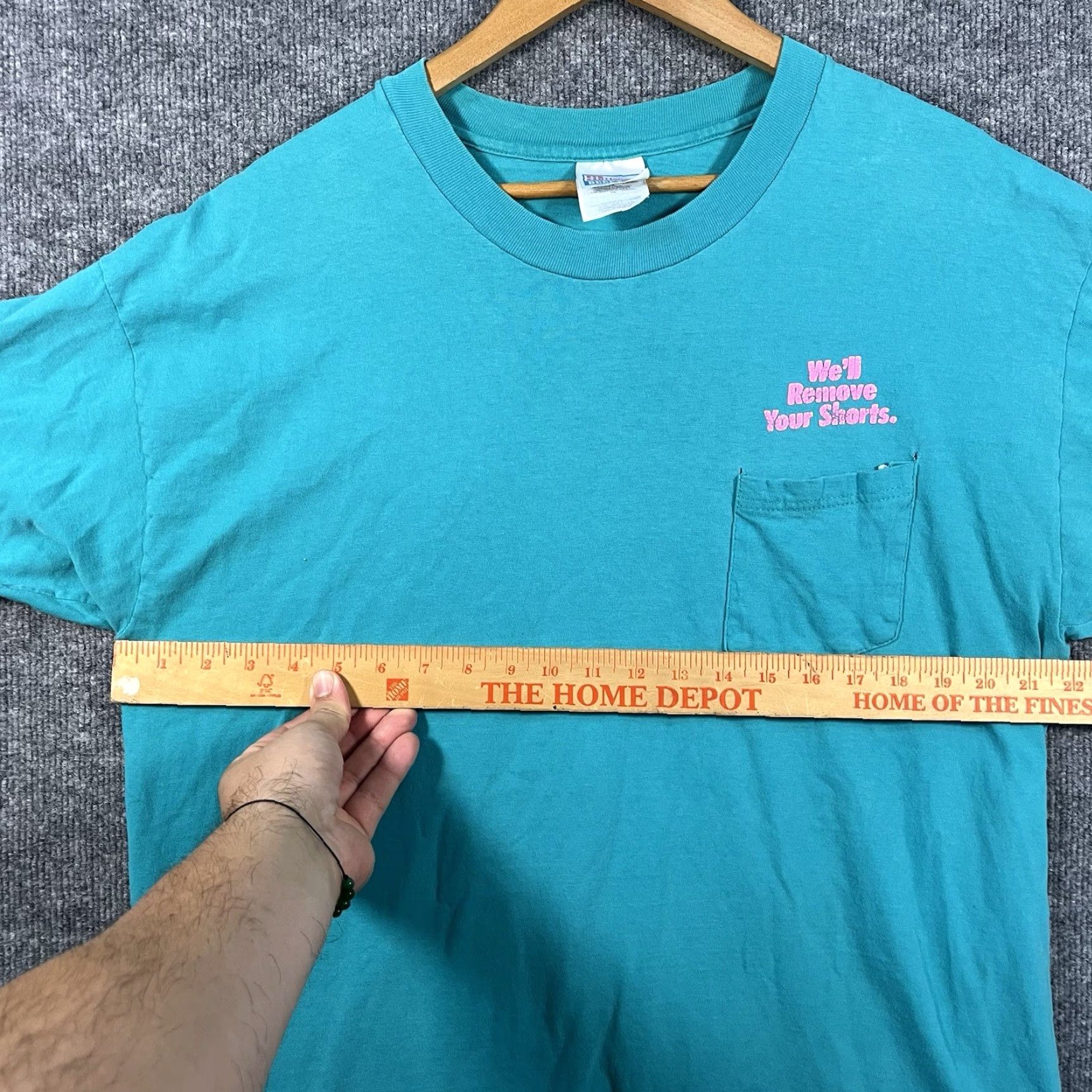 Hanes VINTAGE 80s Dantema Electric Puffy Print Pocket T-Shirt XL Promo Funny Turquoise Hanes 100% Cotton Short Sleeve Regular Mens Diners Size US XL / EU 56 / 4 - 7 Thumbnail